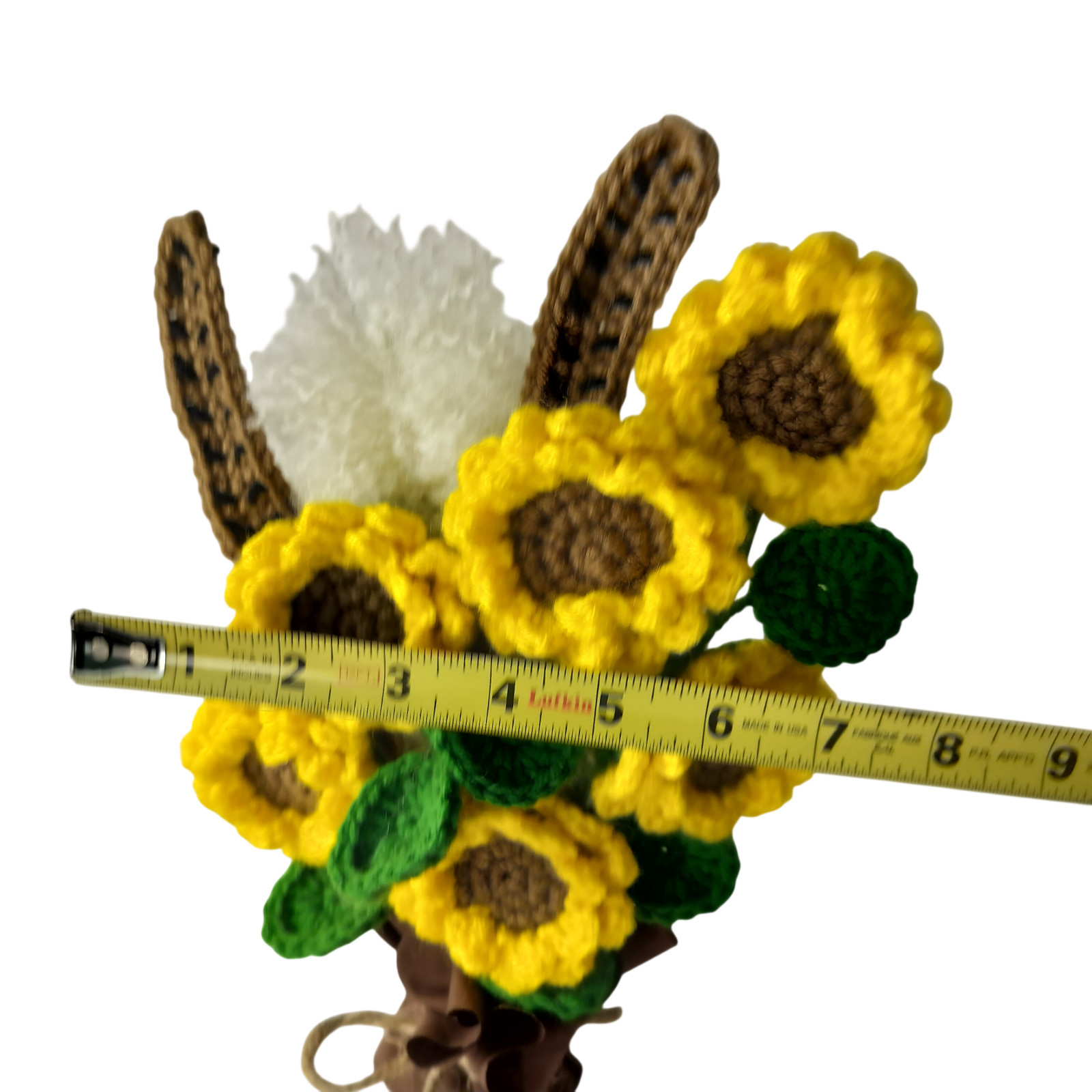 Handmade Crochet Sunflower Bouquet Size Small Free Standing #BohoChic