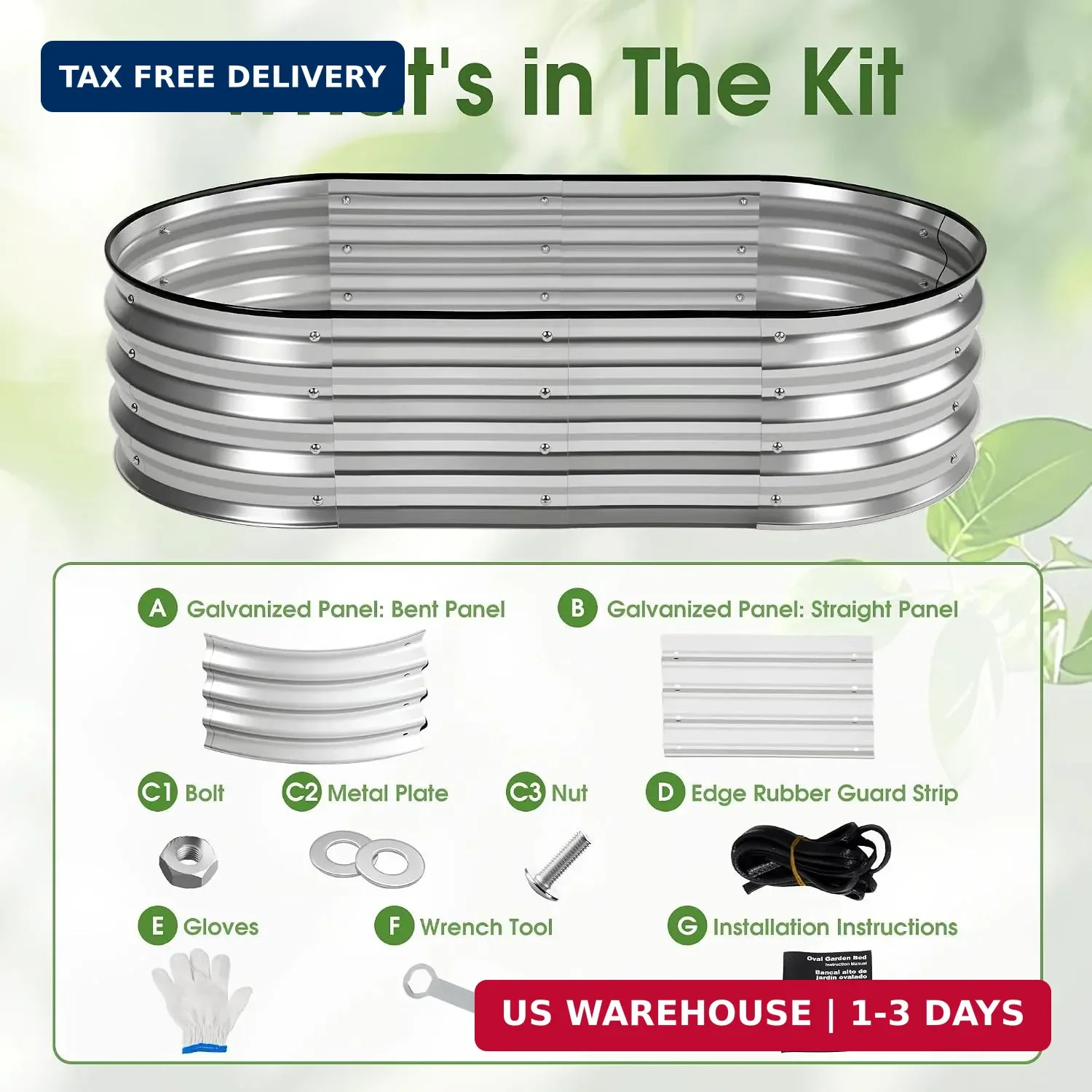 NEWBULIG Galvanized Raised Garden Bed Outdoor, 4x2x1ft Metal Planter Box for Veg