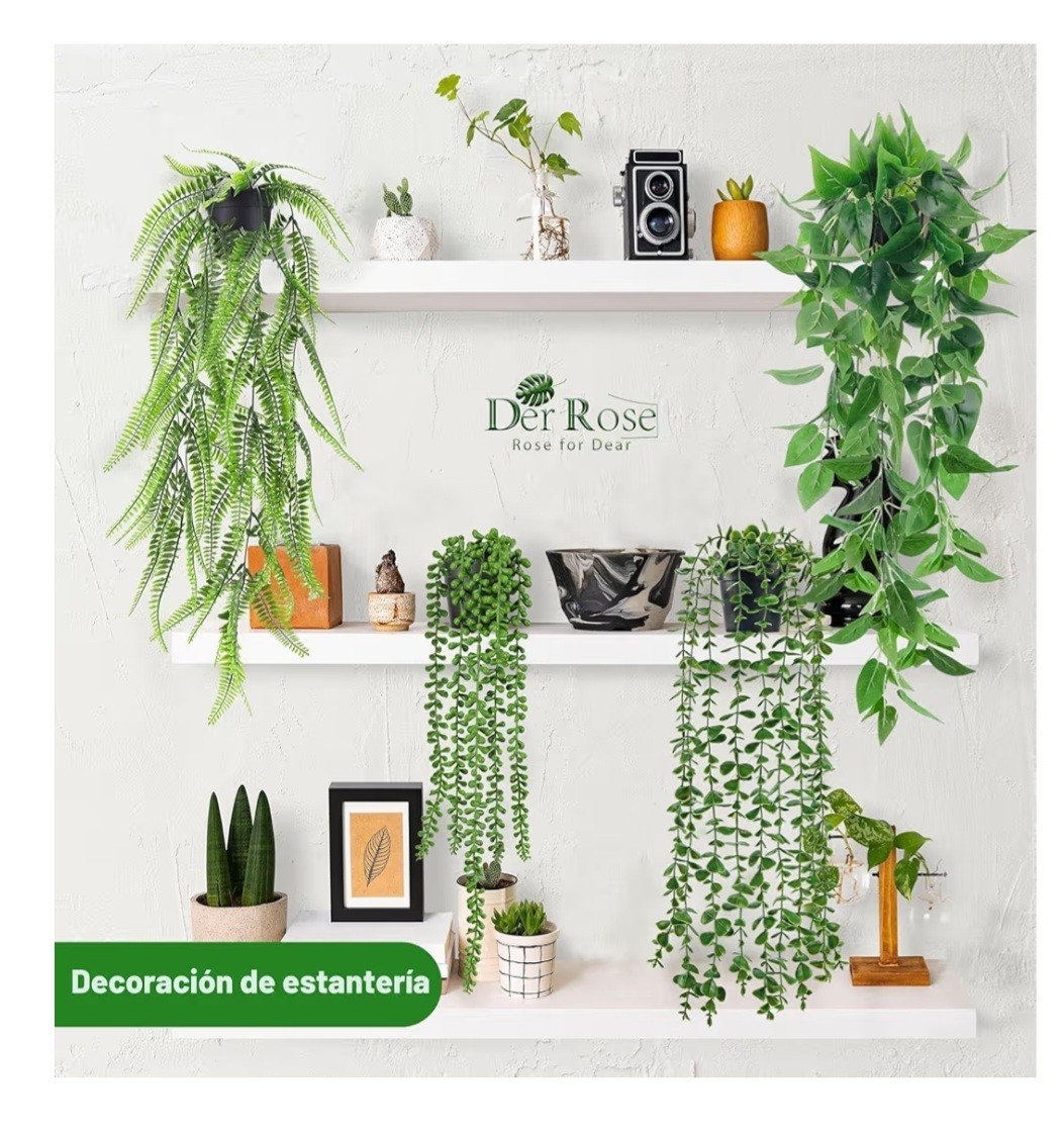 Der Rose 4 piezas de plantas falsas colgantes de hiedra artificial, vid de falsa