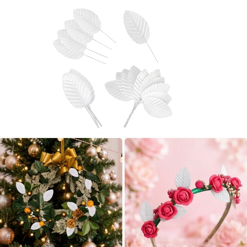 Bulk 200Pcs Shimmery Metal Leaves In Gold Silver Green White Color