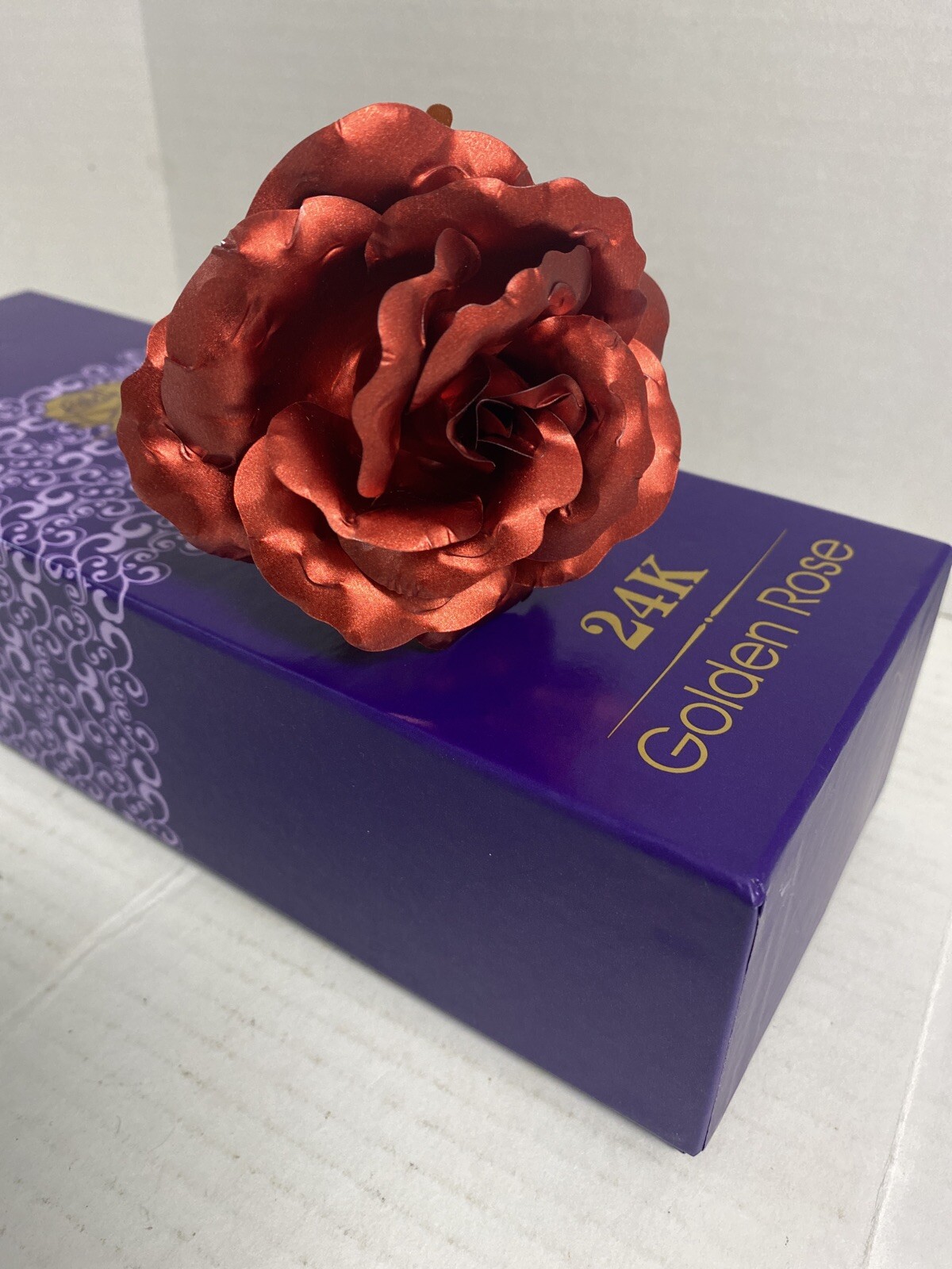 24K Golden Rose FlowerDipped in Gold with Gift Box Red