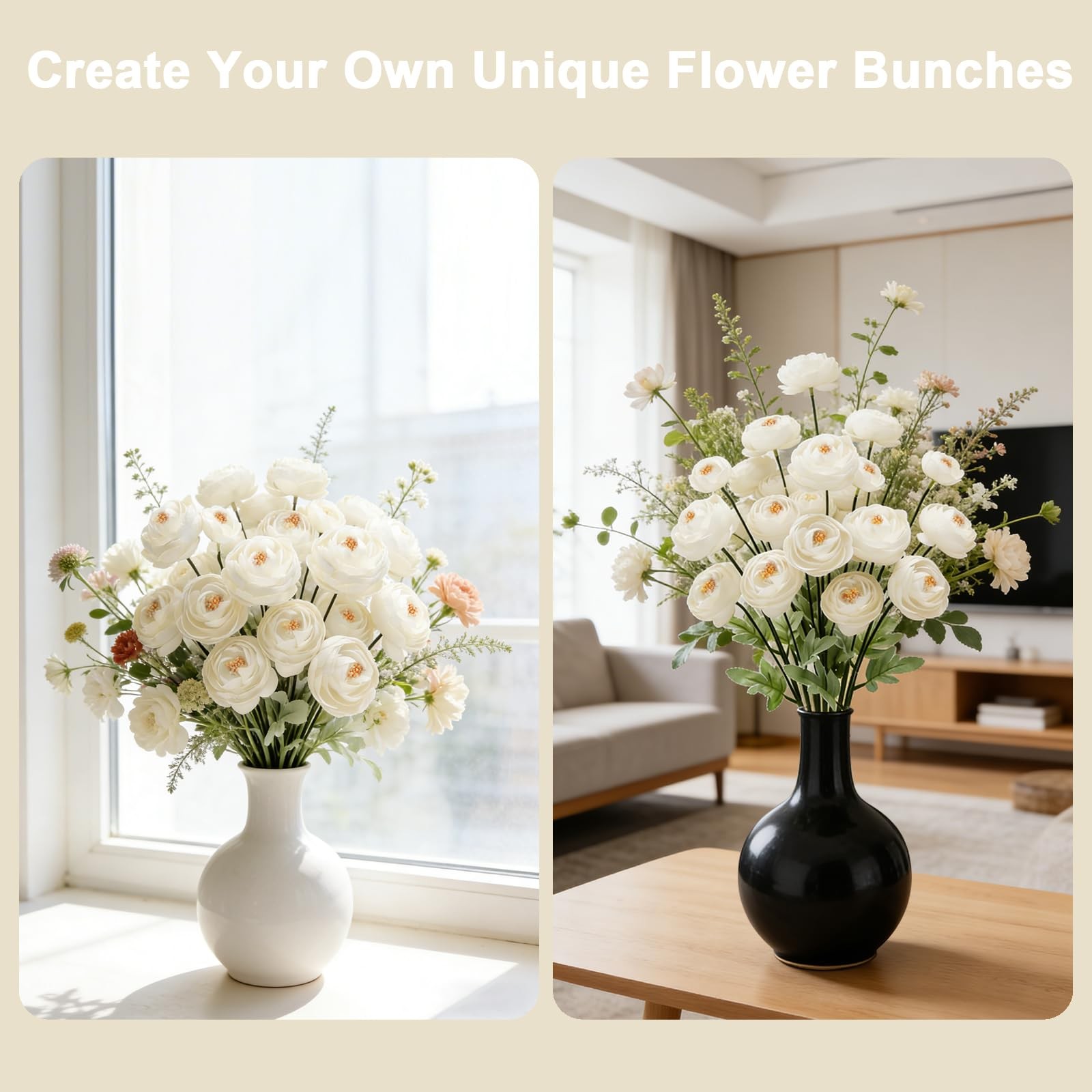 Artificial Silk Peony Fake Flowers,6PCS Artificial Faux Peonies Bulbs with 24…