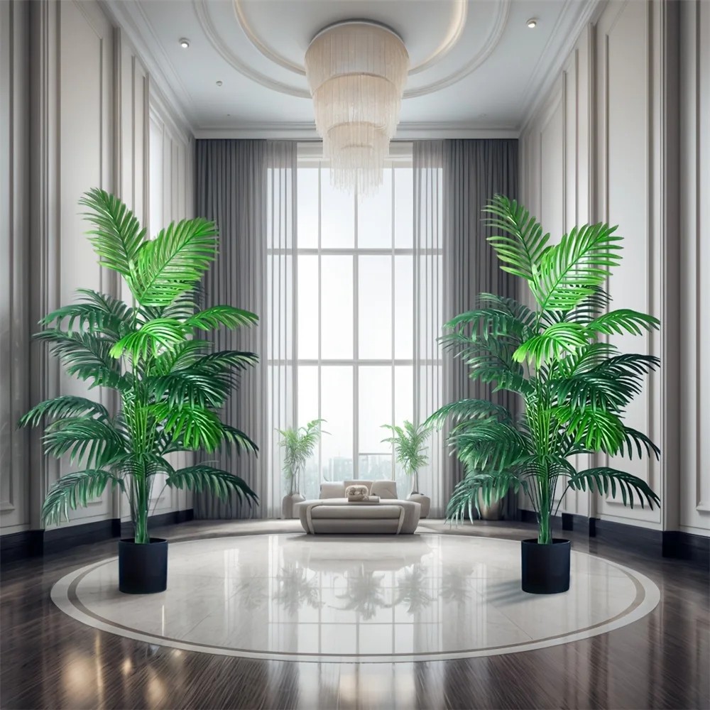 2PCS Artificial Areca Palm Tree Large Fake Tropical Plant Indoor Outdoor Decor