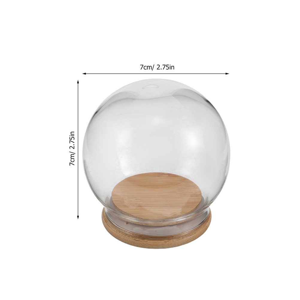 2Pcs Clear Glass Dome Cloche with Base for Crafting Miniature Figurine Display