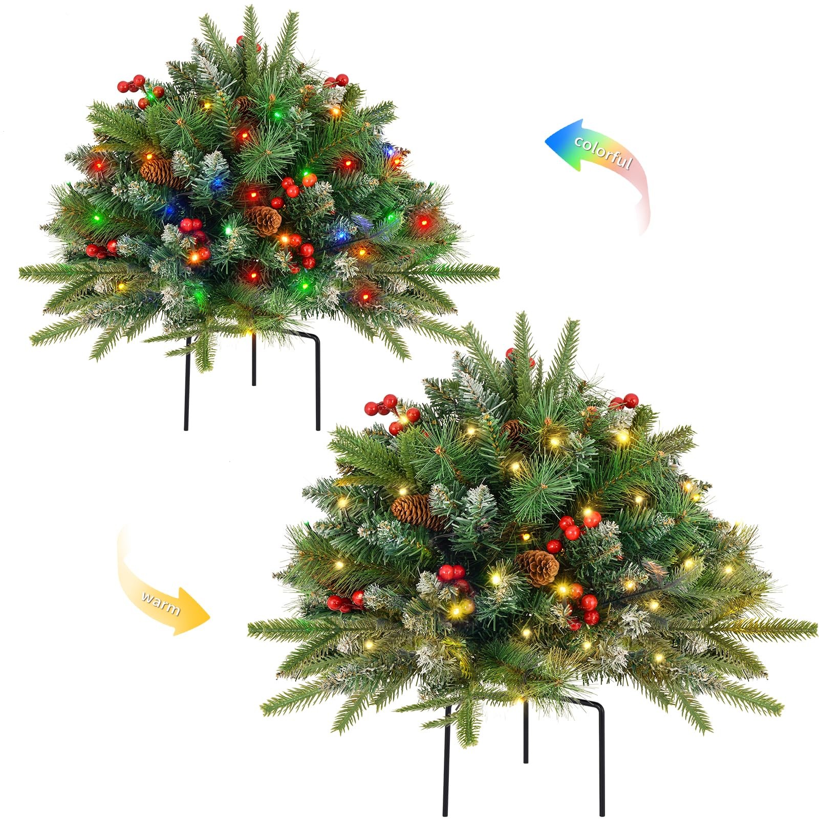 Christmas Tree Urn Filler, Battery Operated with Timer, Pre-lit Warm White & …