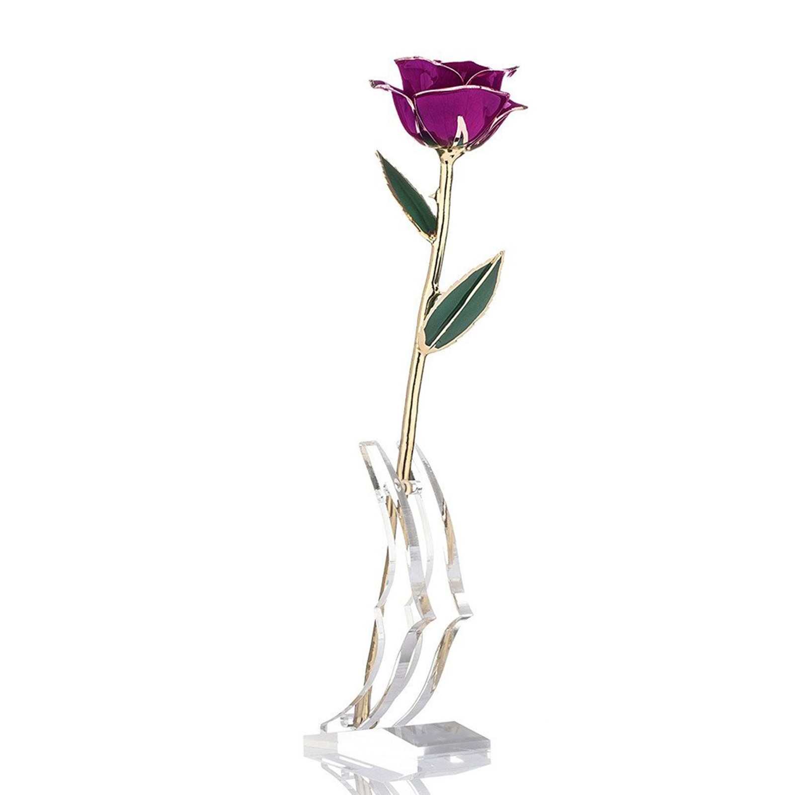 Real Purple Rose 24K Gold Dipped Preserved Flower Gift For Anniversary