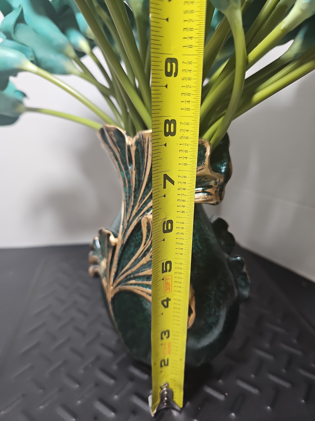 Teal Calla Lily Artificial Flowers Bouquet Wedding Centerpiece Pretty Green Vase