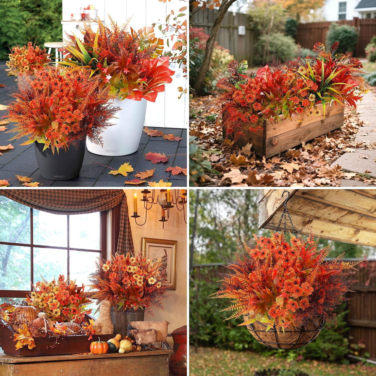20 Bundles Artificial Fall Flowers for Outdoor Decoration, Fake Plants Faux Mums
