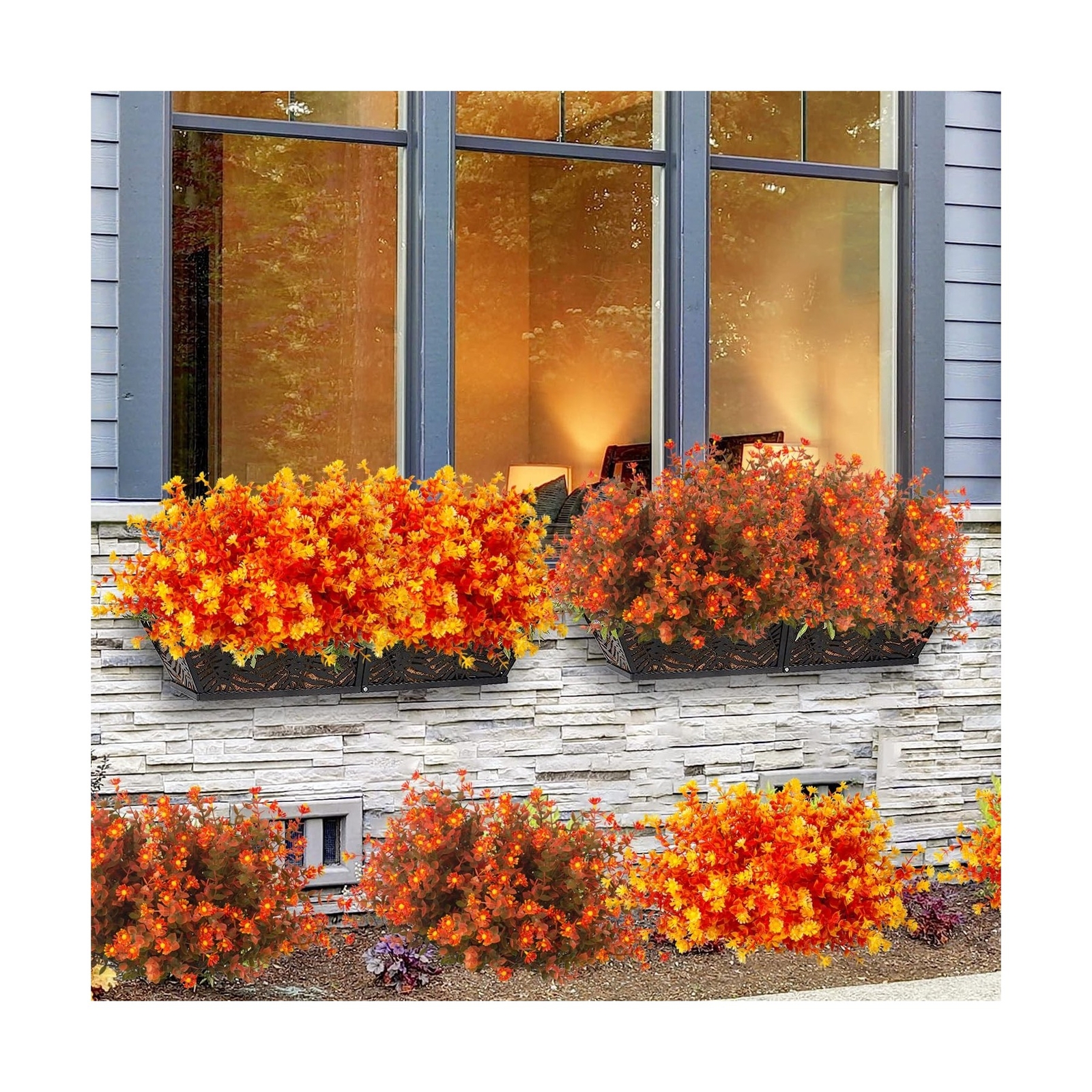 12 Bundles Artificial Fall Flowers No Fade Faux Autumn Plants, Fake Indoor Ou…