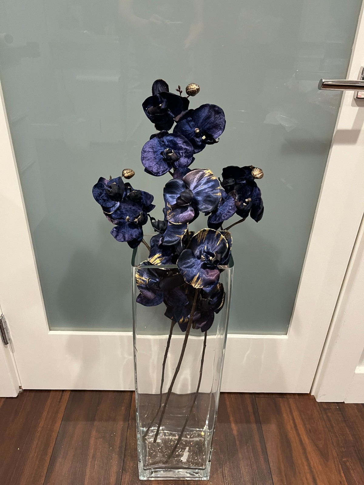 Navy Velvet Phalaenopsis Orchid Stem – 30” Faux Flower Stem