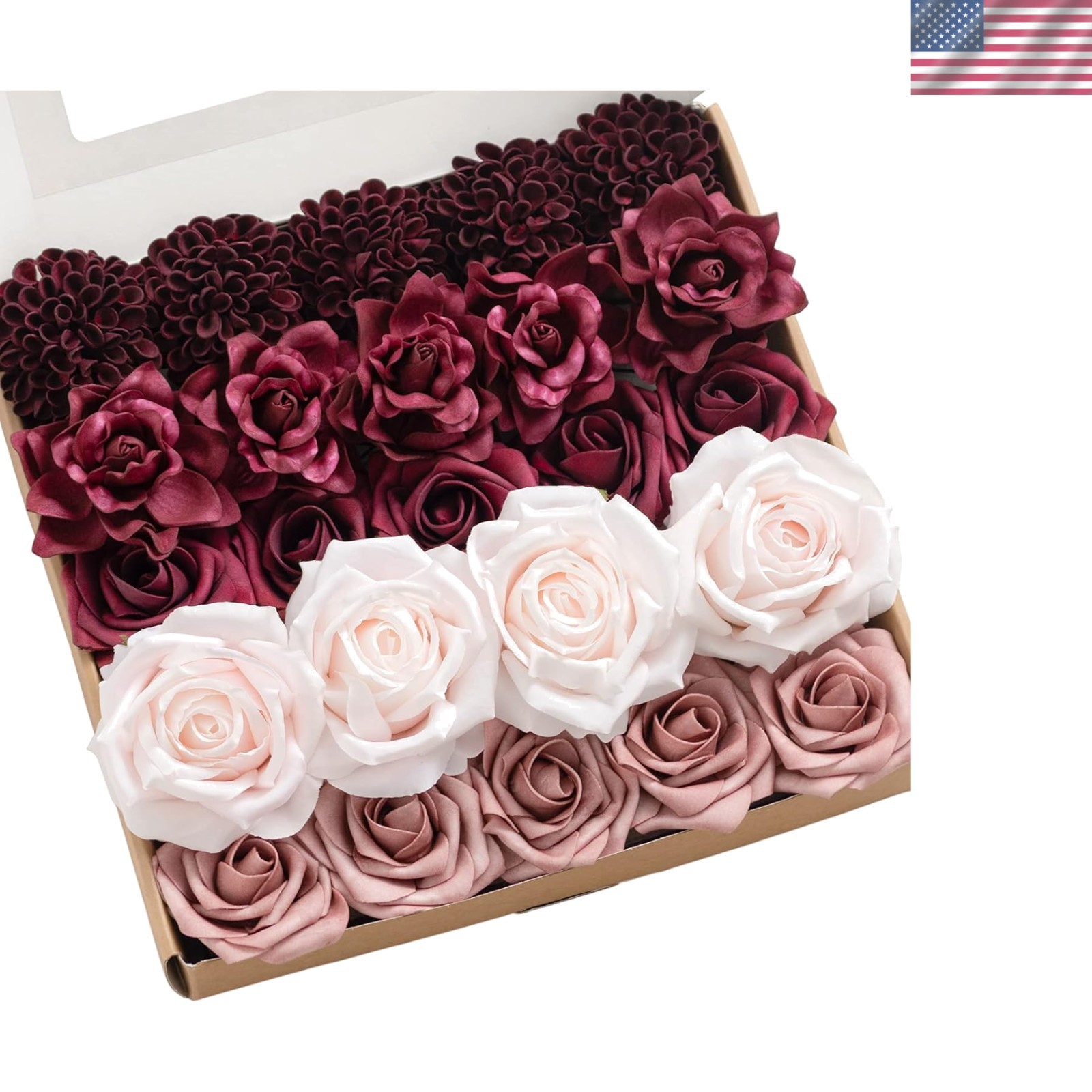 Silk and Foam Faux Flower Combo – 24 pcs for Stunning Event Arrangements
