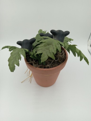 Kitchy Black & White Cow Figurine Planter Arrangement Terracotta Pot Farmhouse