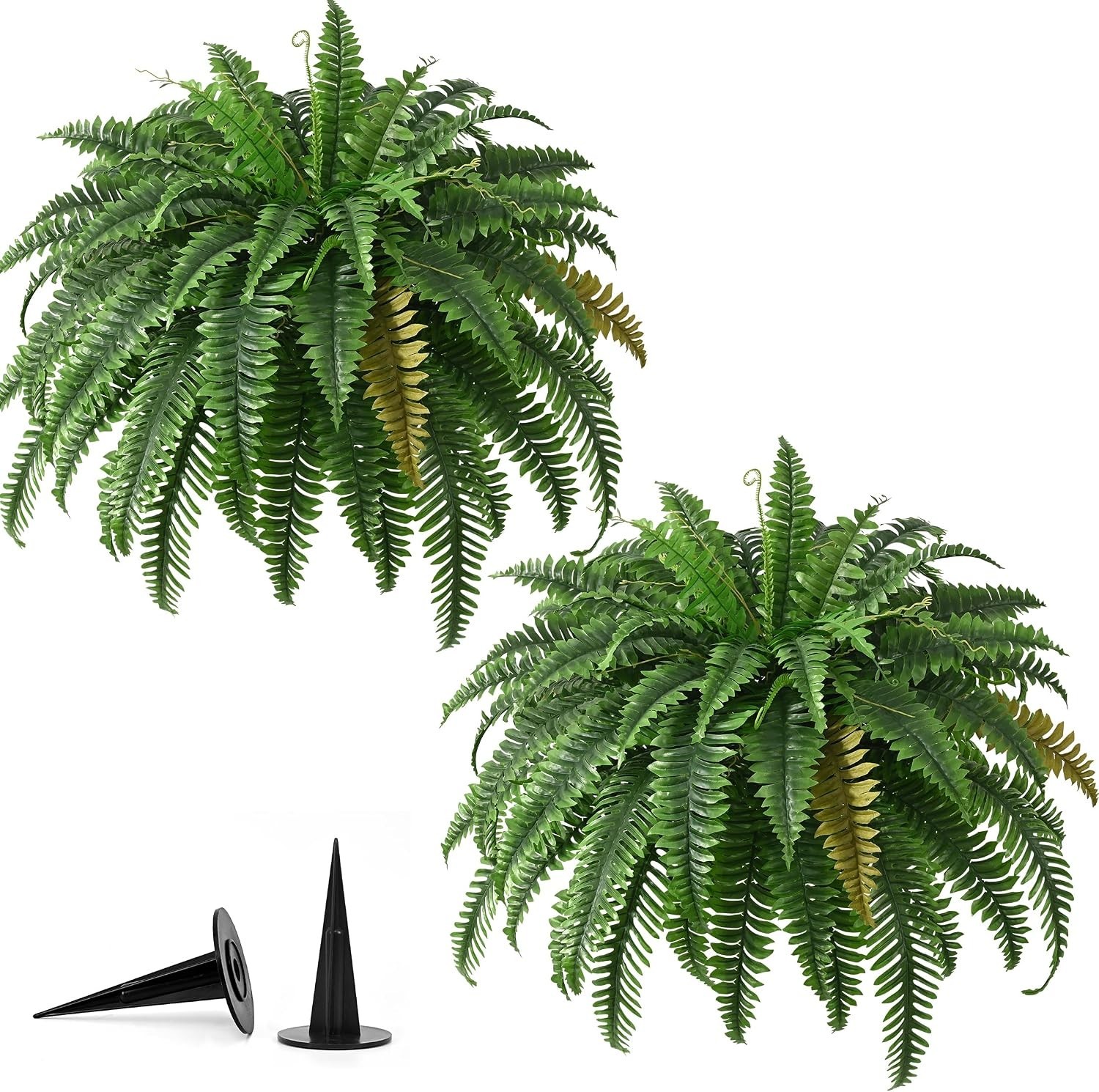 Lifelike 45in Boston Ferns – 2PCS Weatherproof Artificial Plants for Patio Decor