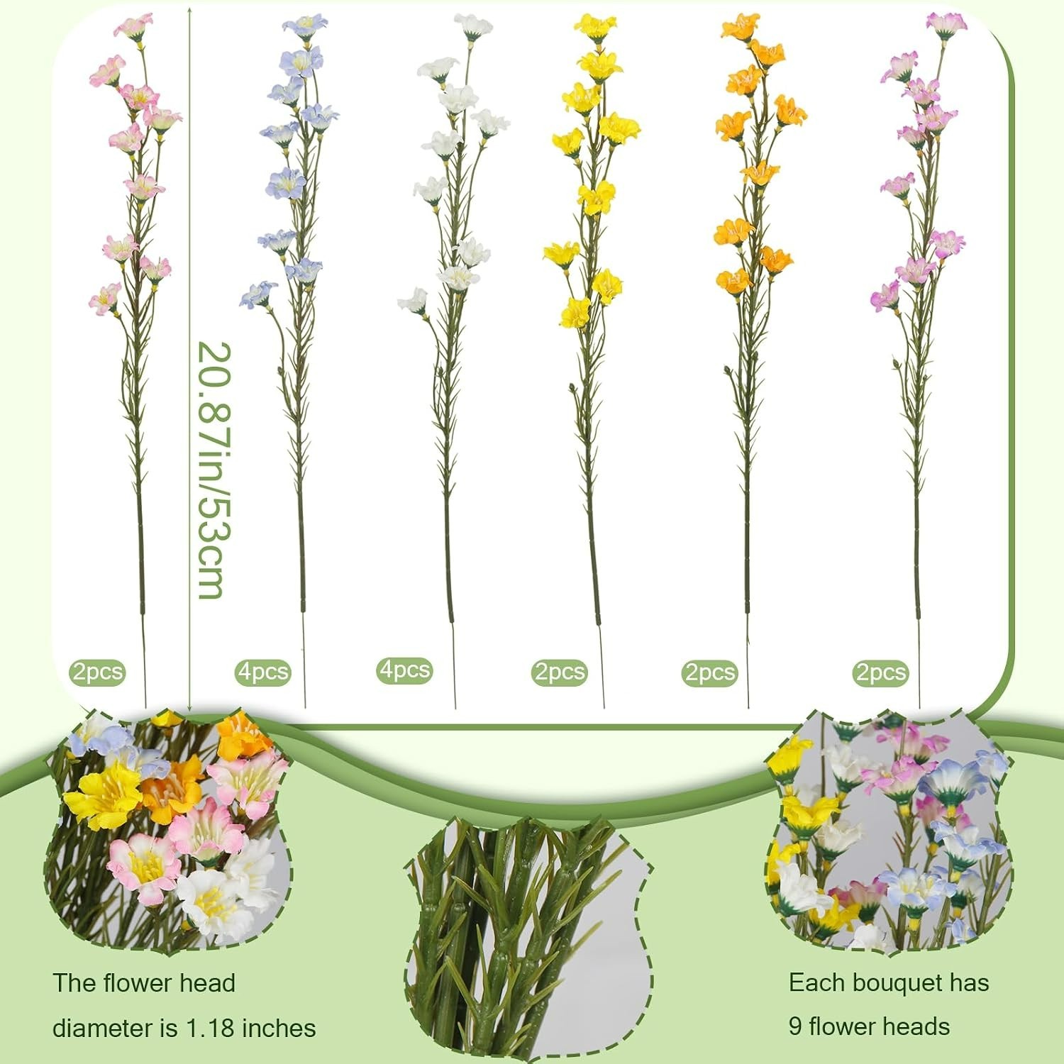 Elegant Silk Wildflowers 16 Pcs – Ideal for Wedding Centerpieces & Bouquets