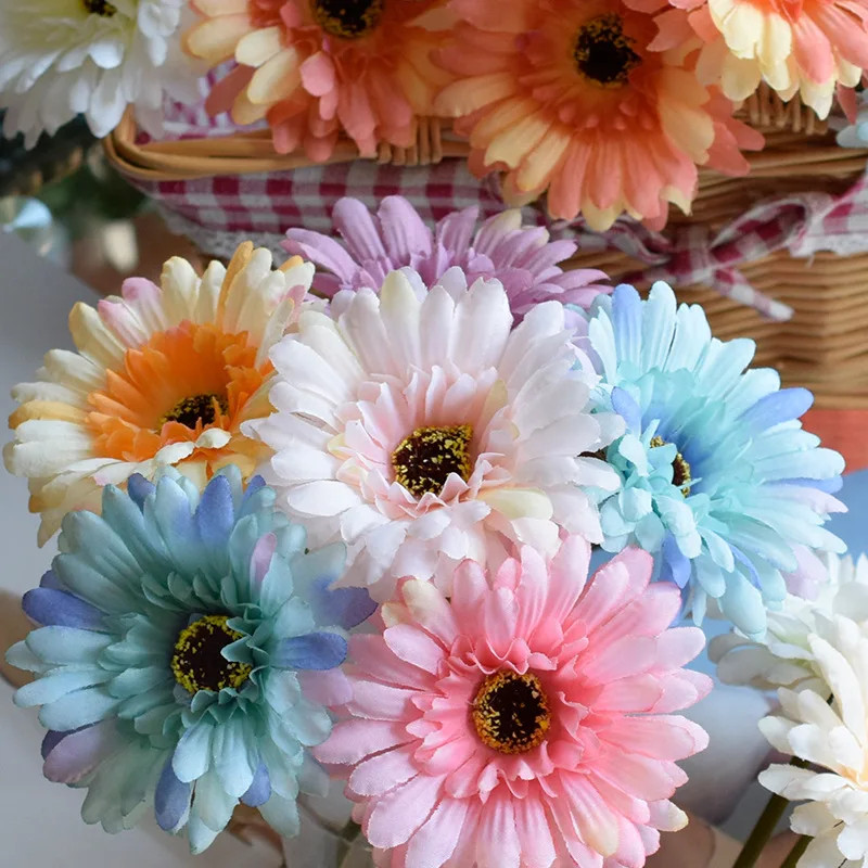 1Pc/3Pc/6Pc Artificial Silk Gerbera Flowers Wedding Home Verandahs Table Decor F