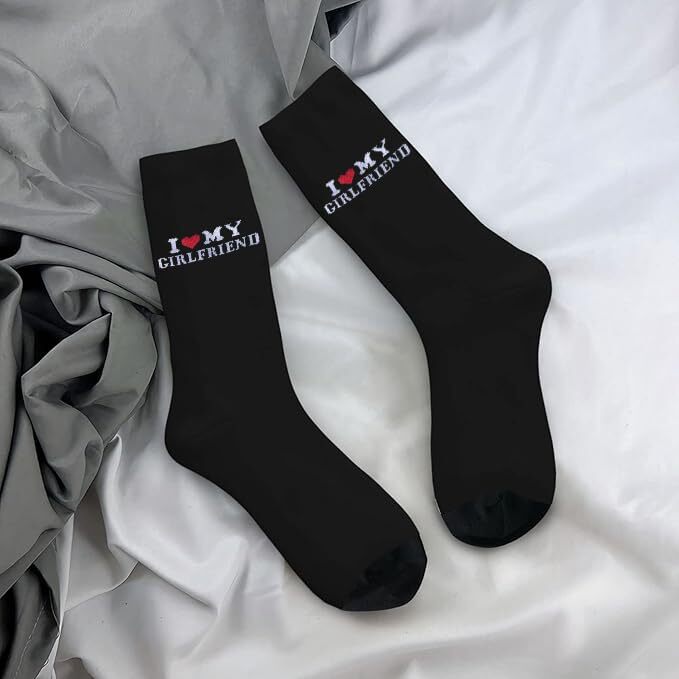Gift for Boyfriend I Love My Girlfriend Socks I Love My Girlfriend Black