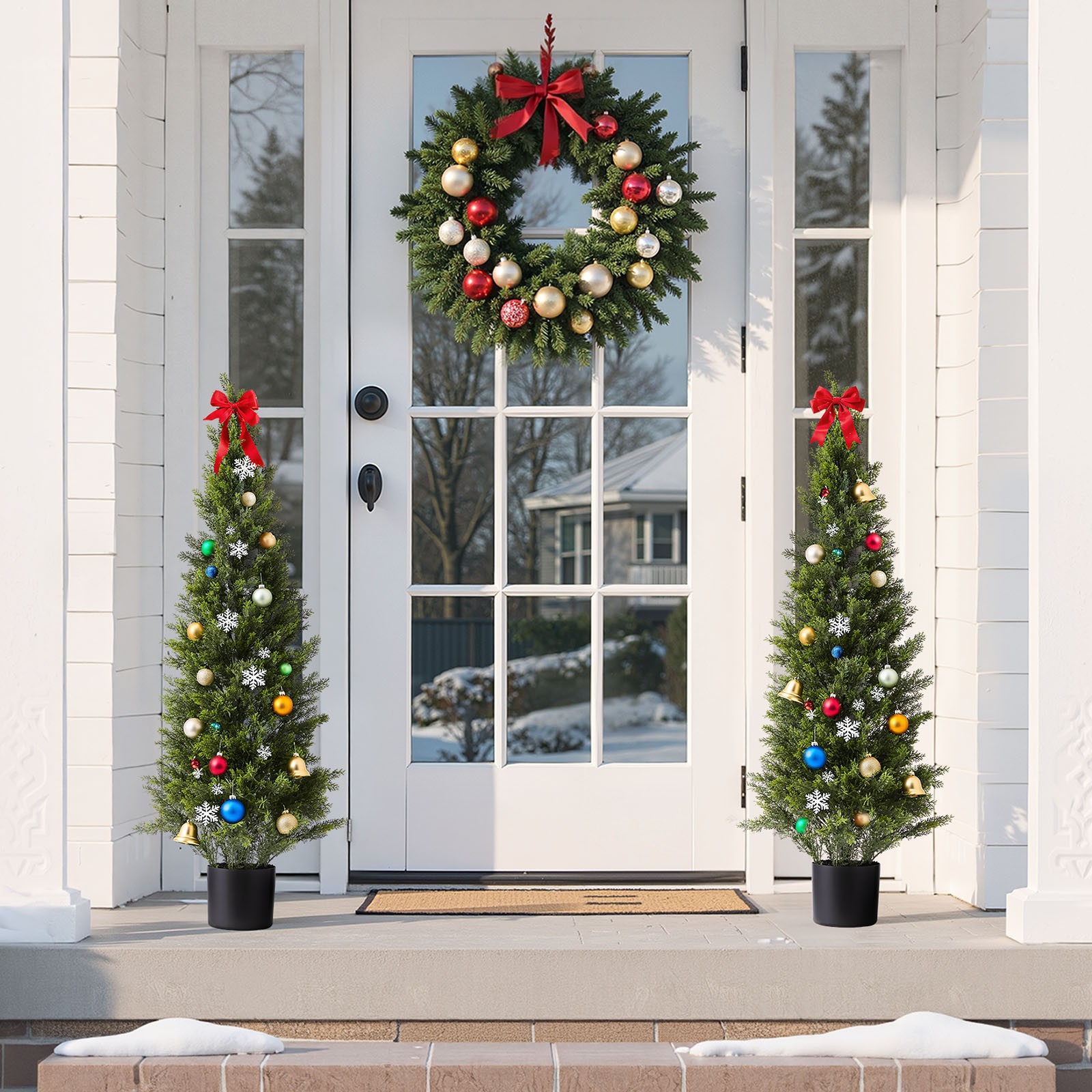 VEVOR Artificial Topiary Cedar Tree 48 Inch Faux Pine Plant Outdoor Garden Home