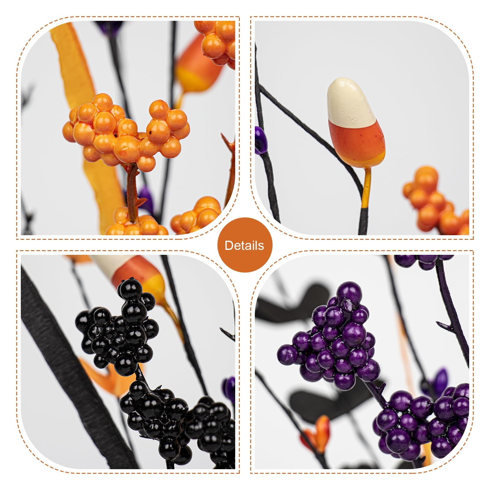 MG MagicGarden 6 Pack Artificial Halloween Floral Picks Purple Orange Black B…