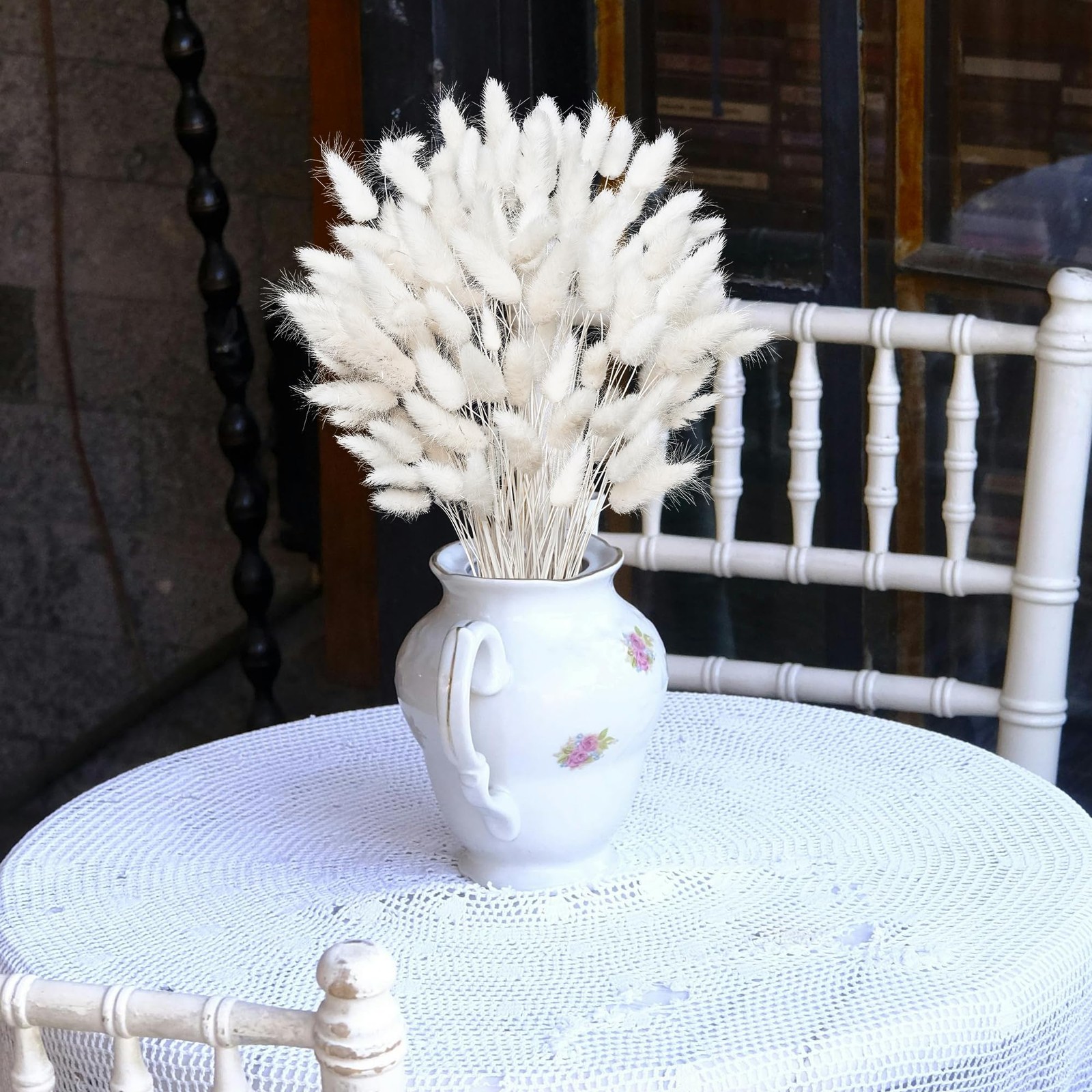 120 PCS White Dried Pampas Grass Decor, 17-inch Pompas Floral, Dry Flowers fo…