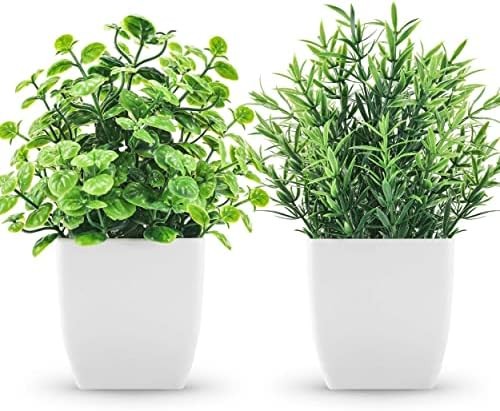 2 Pack Fake Plants Small Artificial Greenery Faux Plants Indoor for Home Farmhou