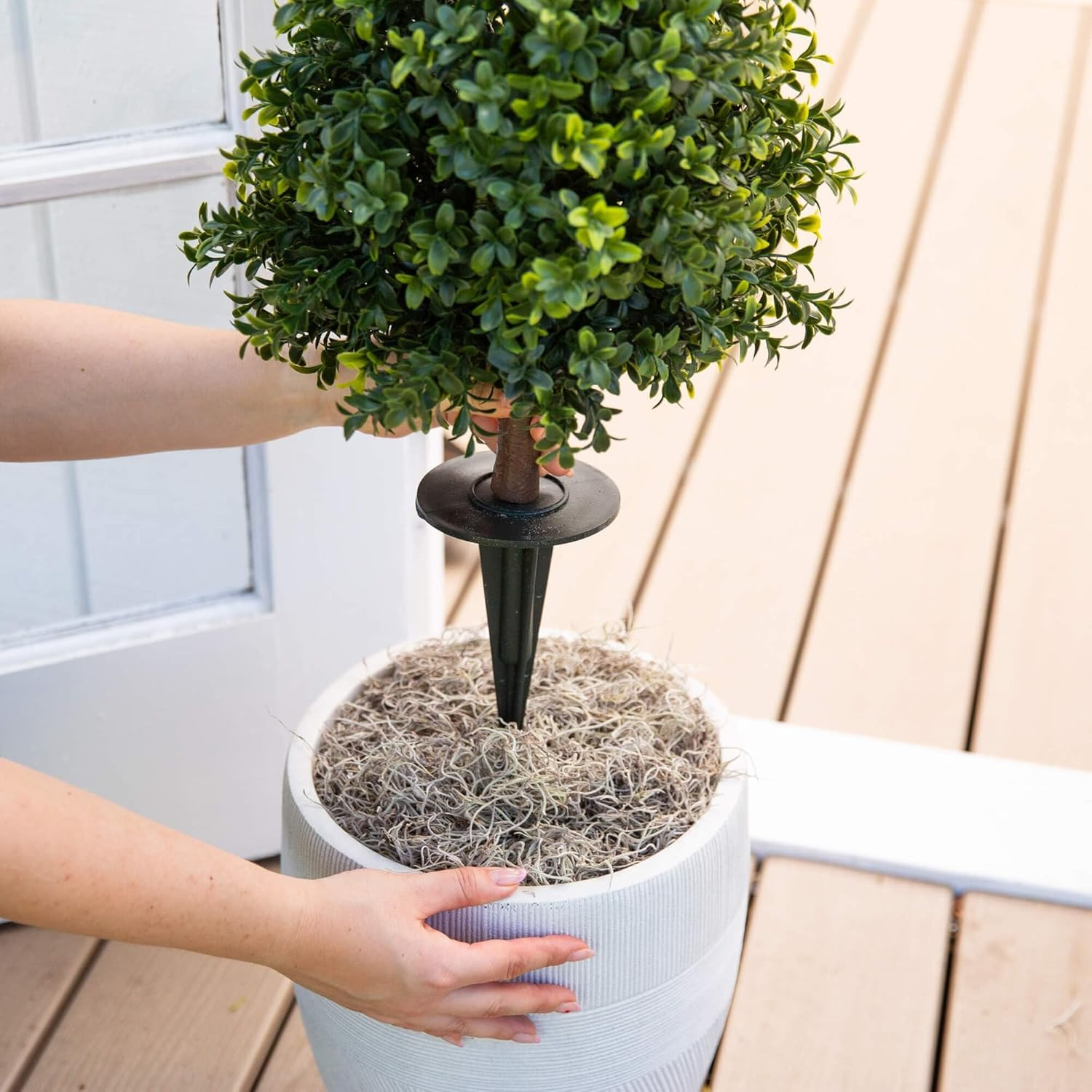 2.5Ft Artificial Boxwood Topiary Plants 2-Pack with UV Resistant Ground Stakes f