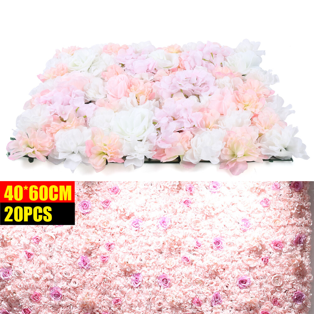 60x40cm Silk Rose Artificial Flower Wall Panel Wedding Party Backdrop Decoration