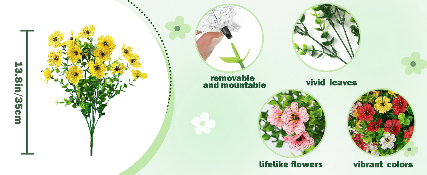 Realistic Artificial Outdoor Flowers UV-Resistant Plastic Fade Resistant Flowers