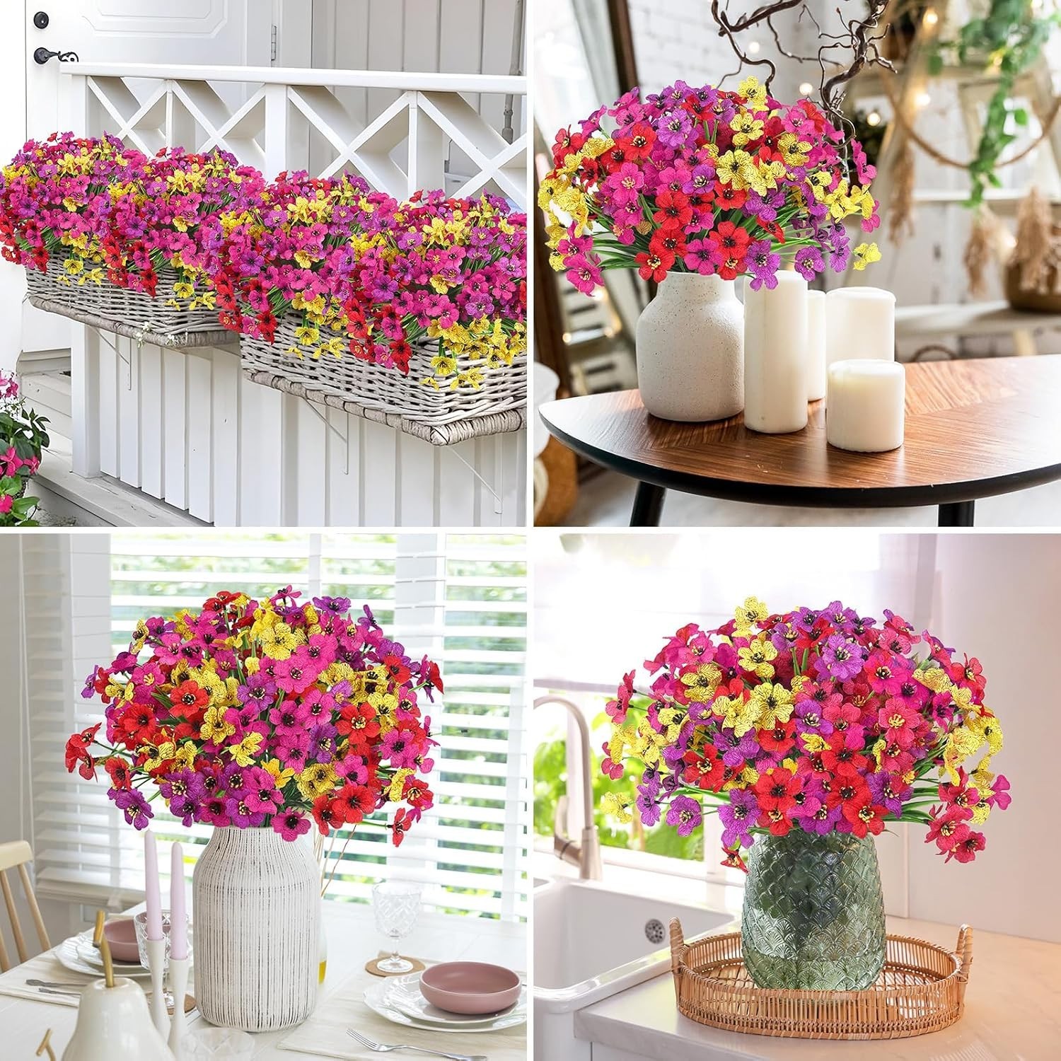 Customizable 12 Bundle Faux Flowers for Indoor/Outdoor Wedding & Event Decor