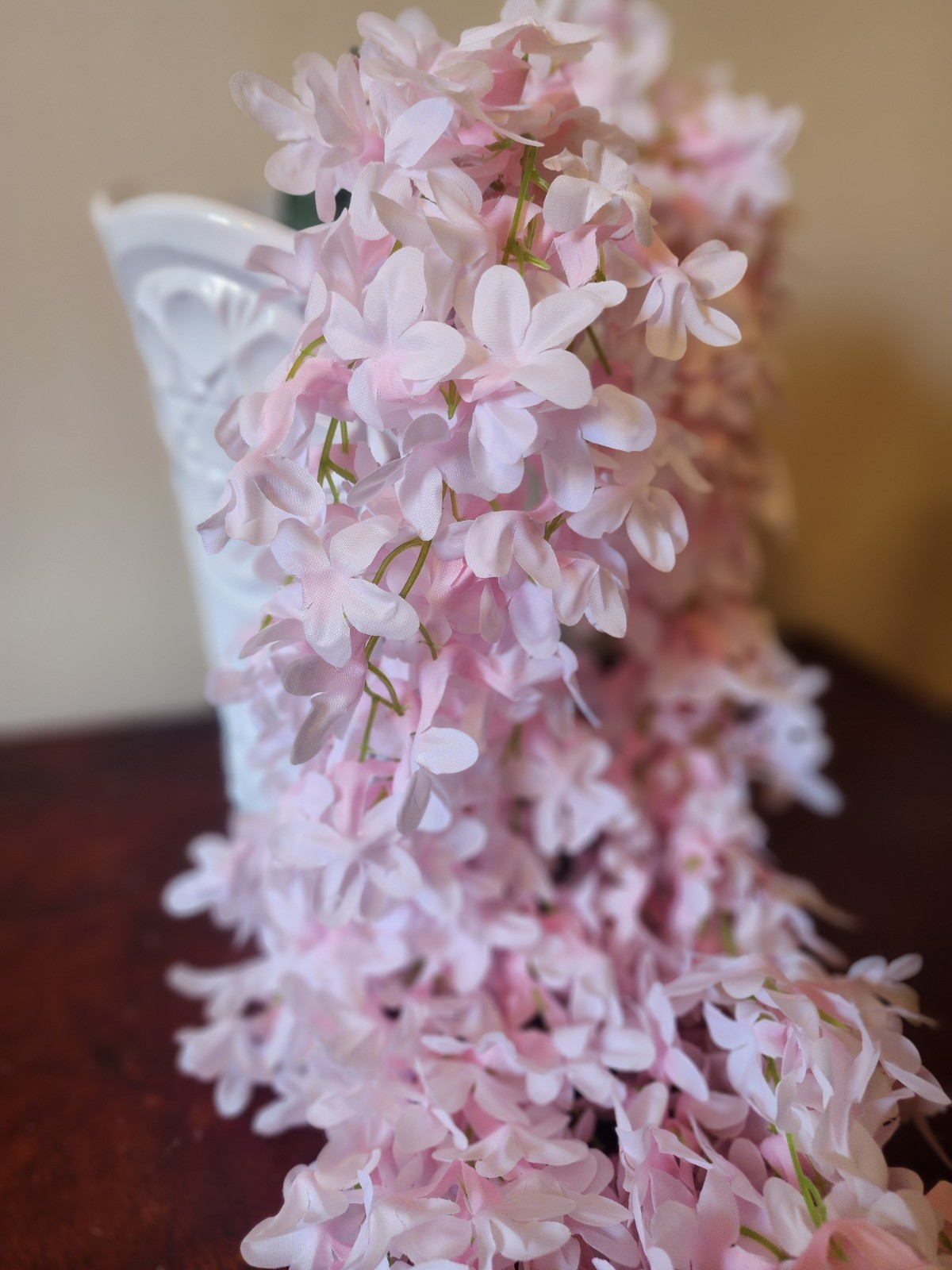 Pink Hanging Wisteria 32in Faux Floral Vine Décor Valentine’s Day Pink
