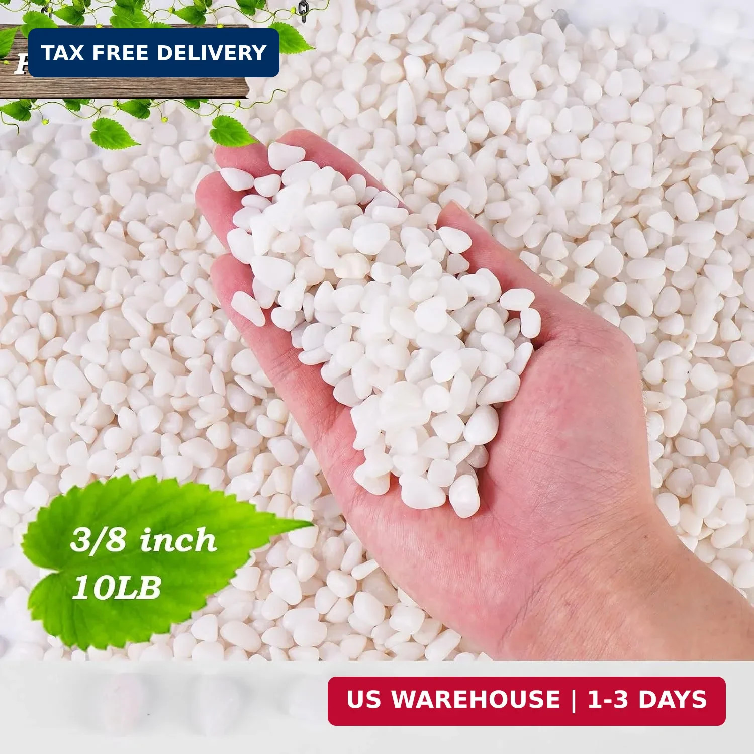 10 lbs White Gravel, 3/8 Inch Decorative Rocks Suitable for Potted Plants,Small