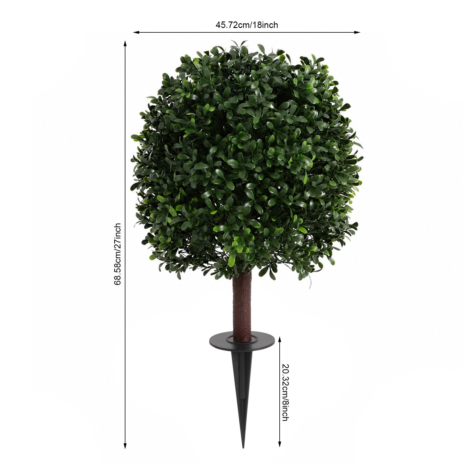 2pcs 27 inch Artificial Boxwood Topiary Ball Trees With Ground Spike UV Material