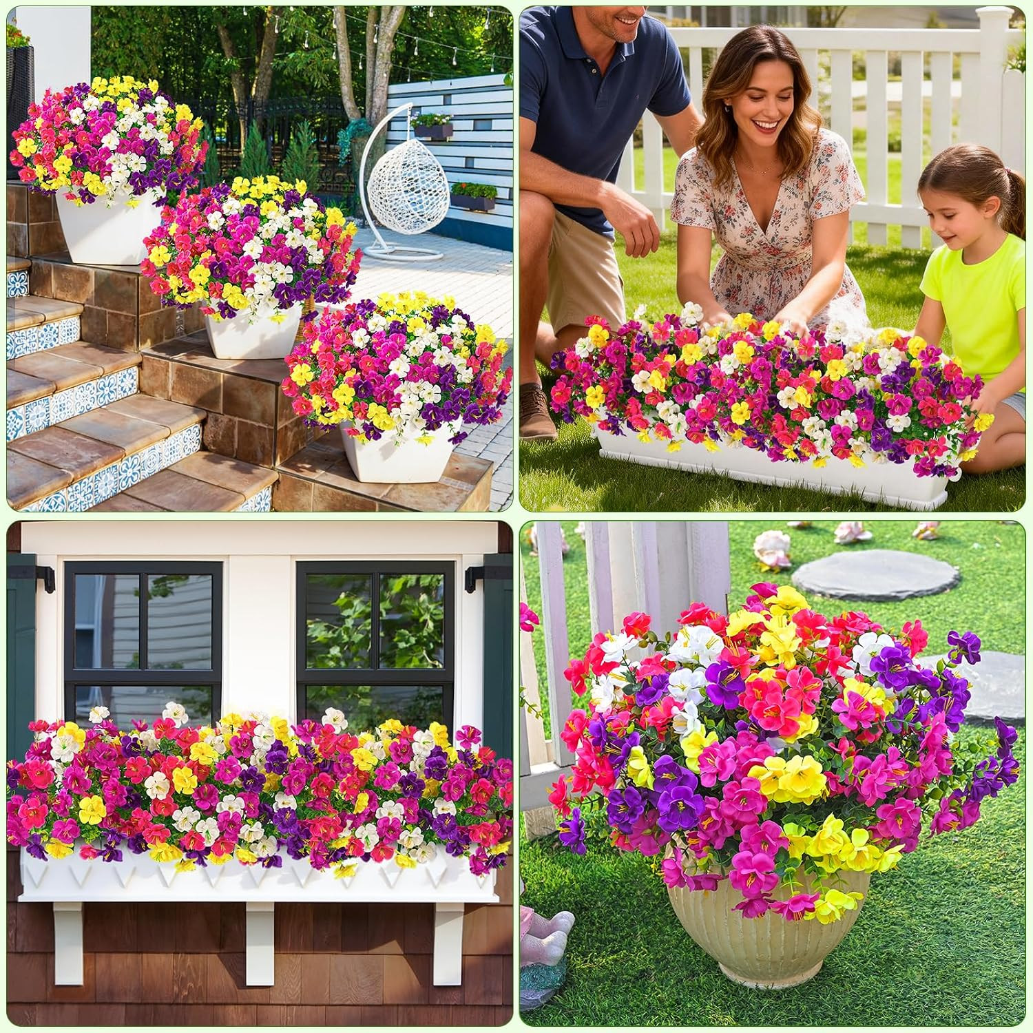 12 Bundles Look Real Artificial Flowers for Outdoors, Realistic