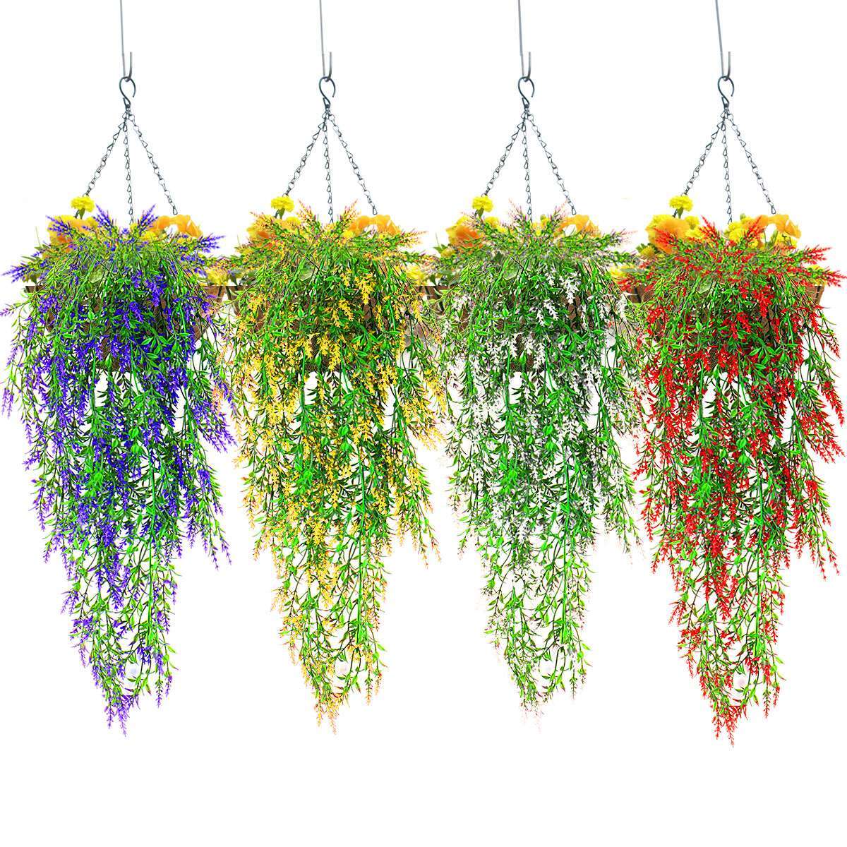 Artificial Fake Hanging Flowers Plants Bouquet Fern Leaf Vine Home Garden Decor