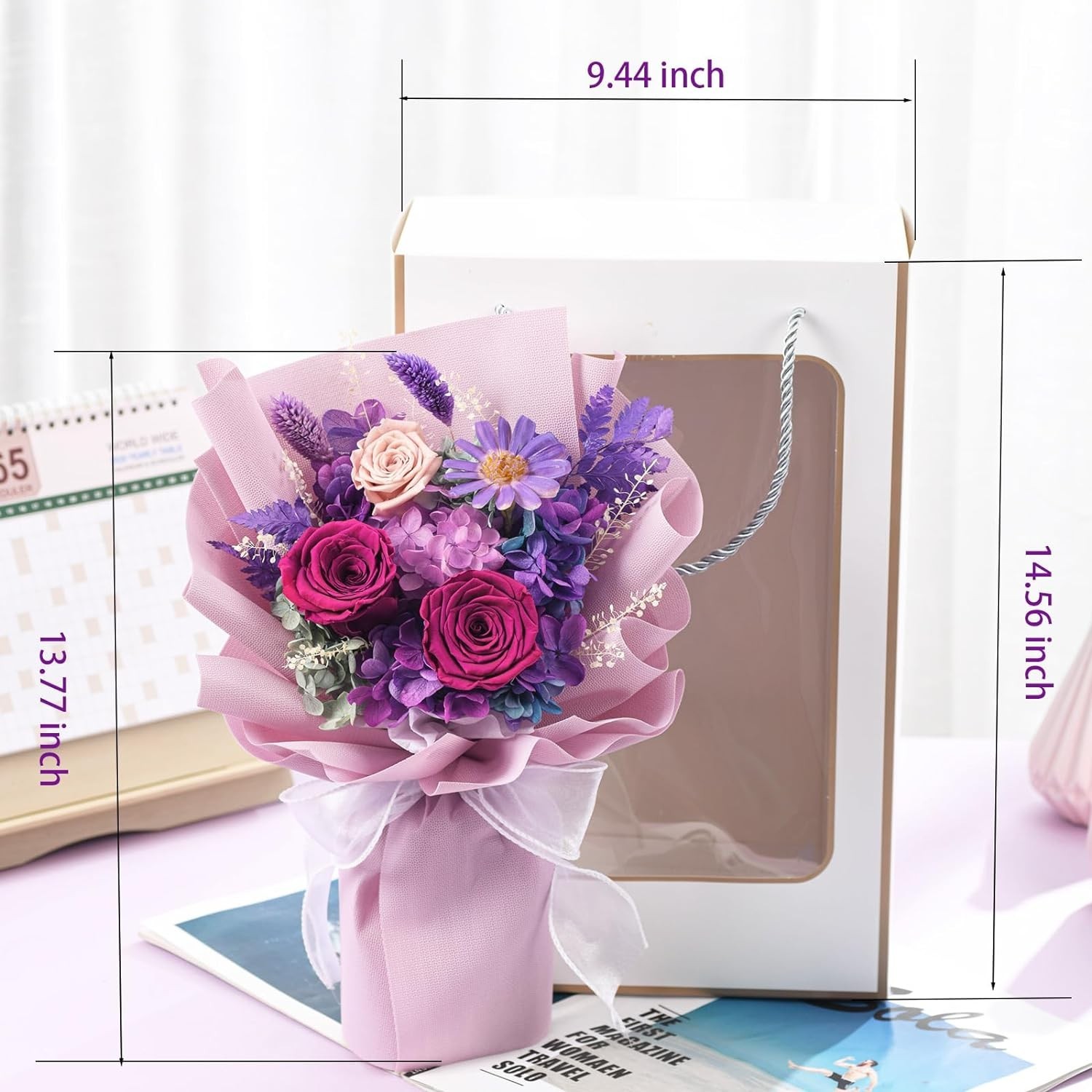 Preserved Flowers for Delivery, Purple Rose Bouquets That Last 1-3 , Birthday…