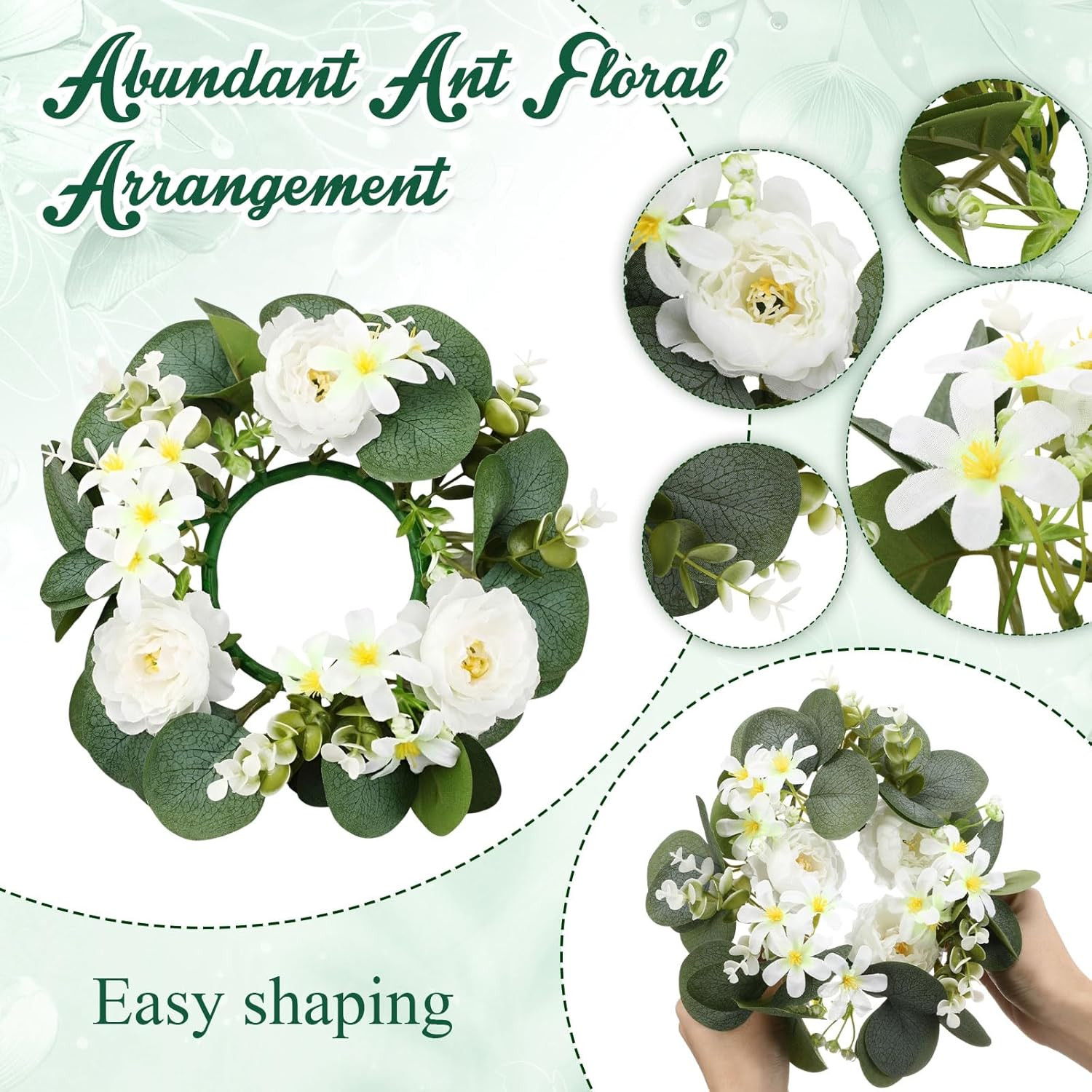 24 Pcs Eucalyptus Candle Rings – Elegant Greenery for Weddings & Decor