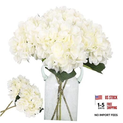 6pcs Hydrangea Artificial Flowers – Faux Hydrangea Flowers, Fake 6PCS White