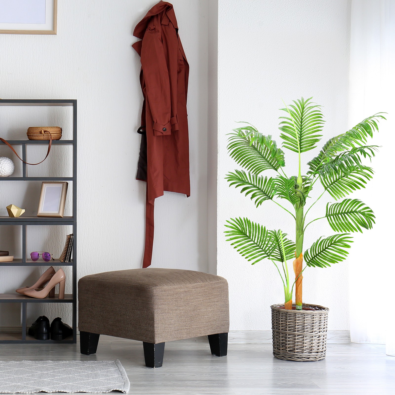 4FT Artificial Palm Tree Tall Fake Tropical Palm Tree in Pot for Indoor Decor