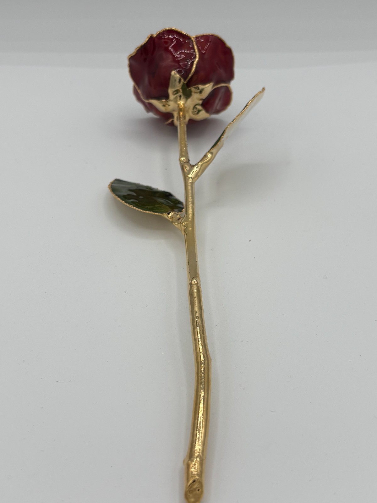 24k Gold Dipped Burgundy Rose Forever Flower Long Stem 10.5″