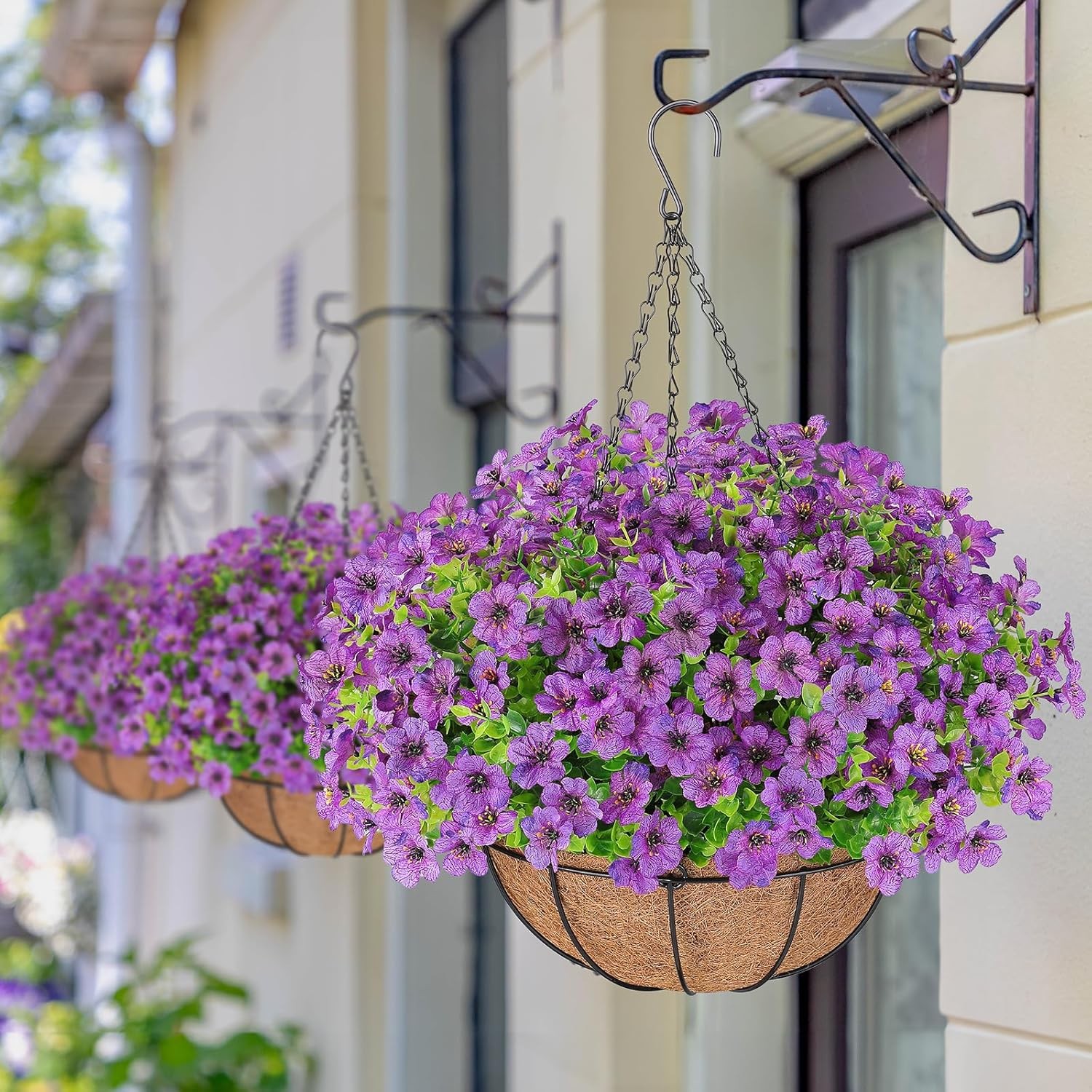 Artificial Flowers Hanging Plants in Basket,Artificial Hanging Flowers for Sp…