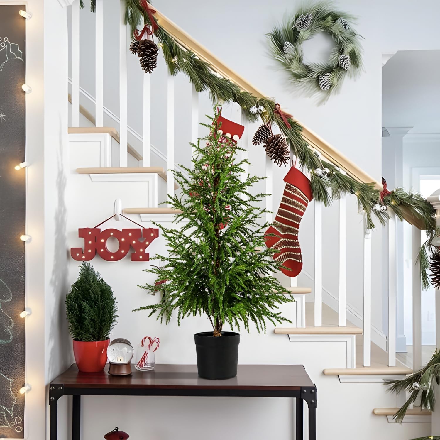 3FT Real Touch Artificial Norfolk Pine Tree Realistic Christmas Topiary Trees…