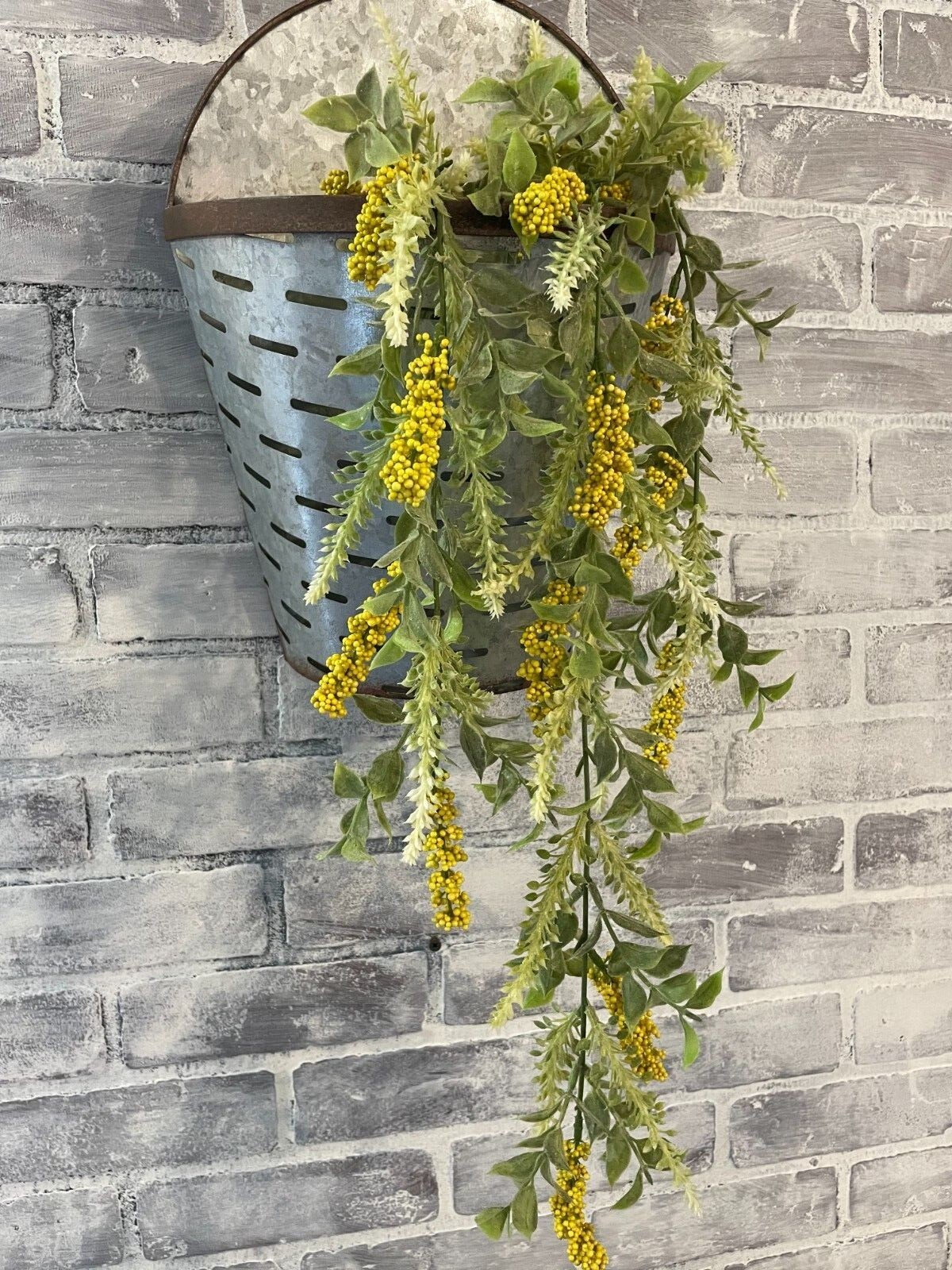Artificial Flower 33″ Hanging Bush With Yellow Buds