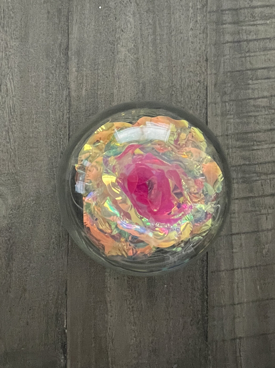 Lamden Crystal Galaxy Rose Flower with Warm/Multicolor Led String Light Open Box