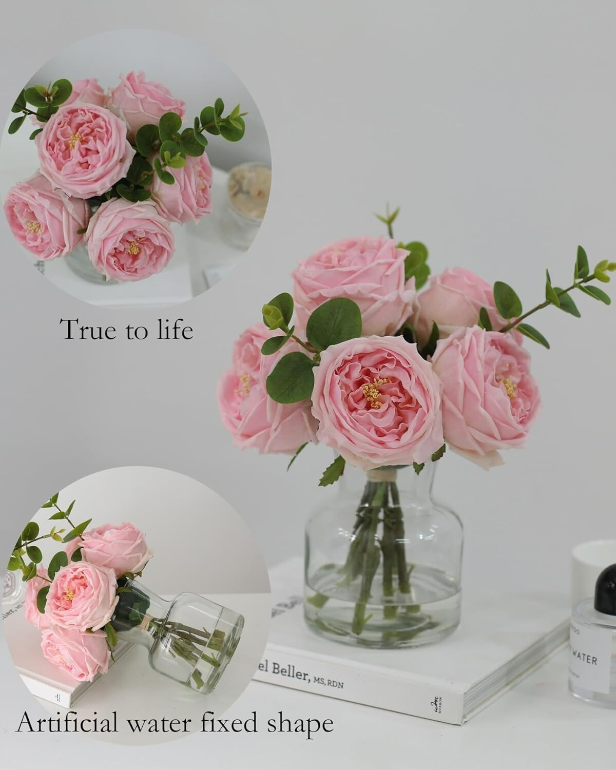High-Quality Silk Pink Roses in Vase with Artificial Water – Timeless Gift Idea