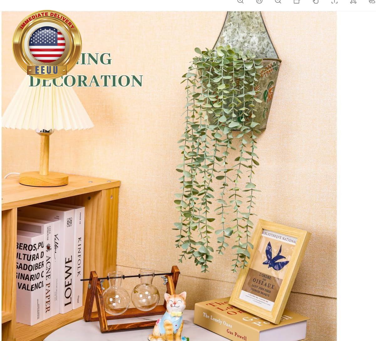 1Pcs Fake Plants Hanging Artificial Potted Faux Eucalyptus Plants for Modern Boh
