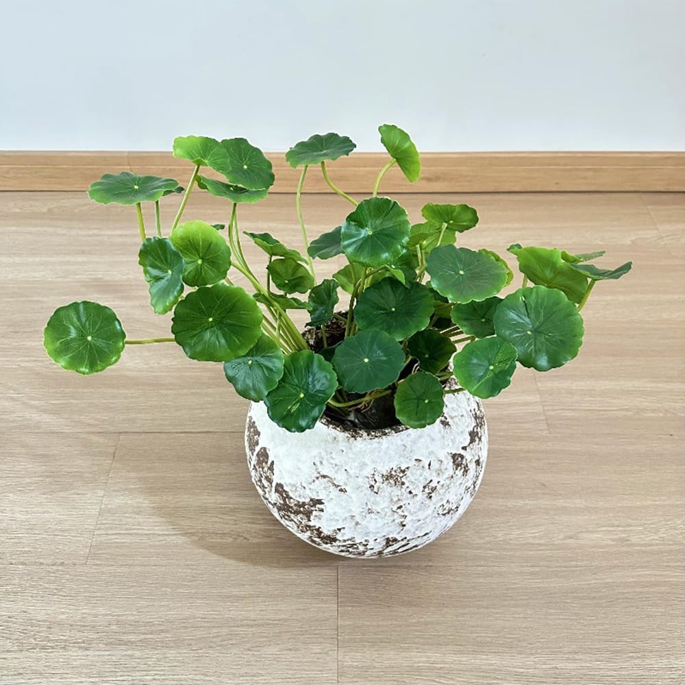 3 Pcs 14.5 in Artificial Chinese Money Plant Fake Lotus Leaf Greenery