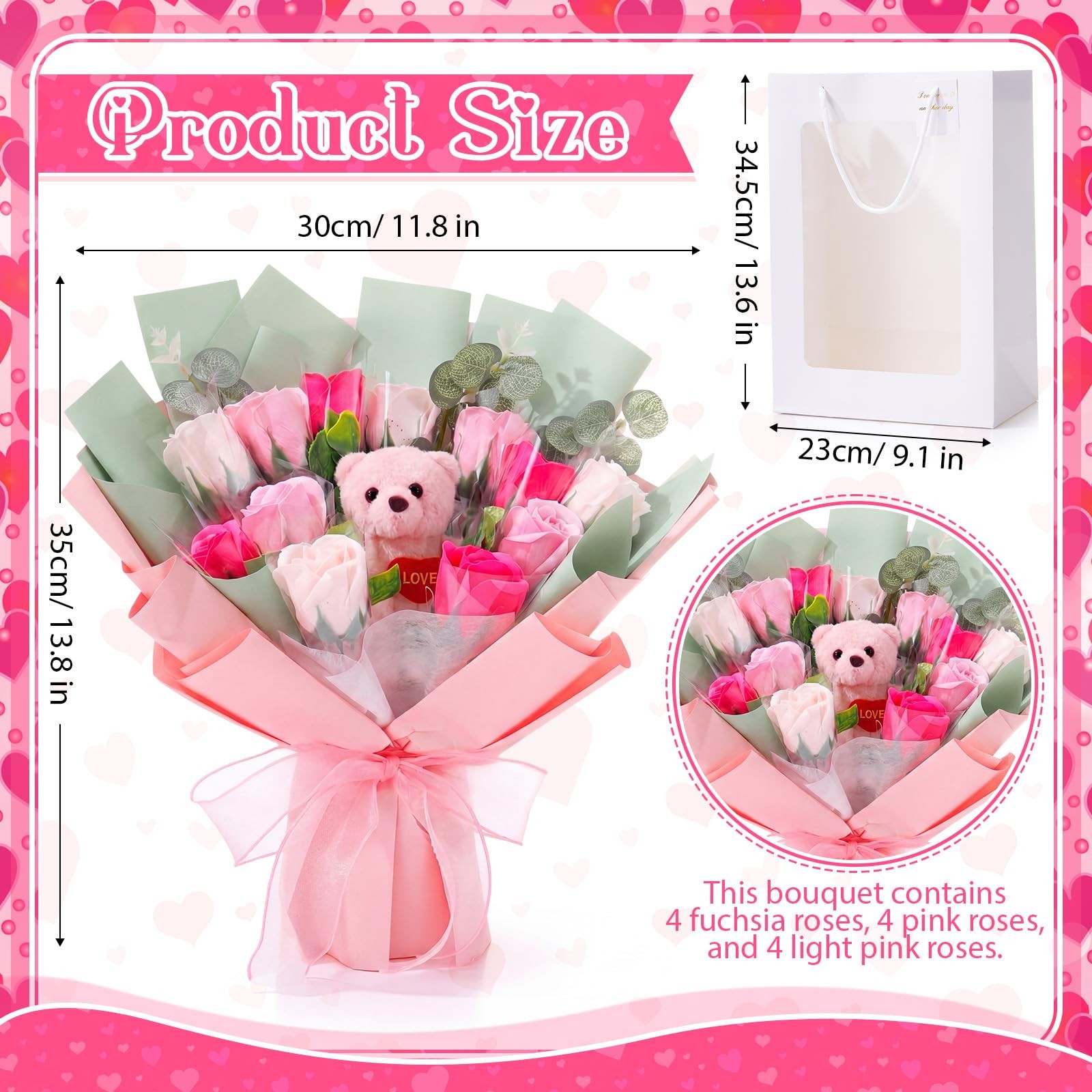 Pink Money Soap Flower Bouquet Kit, Handcrafted Soap Flower Money Bouquet Kit…
