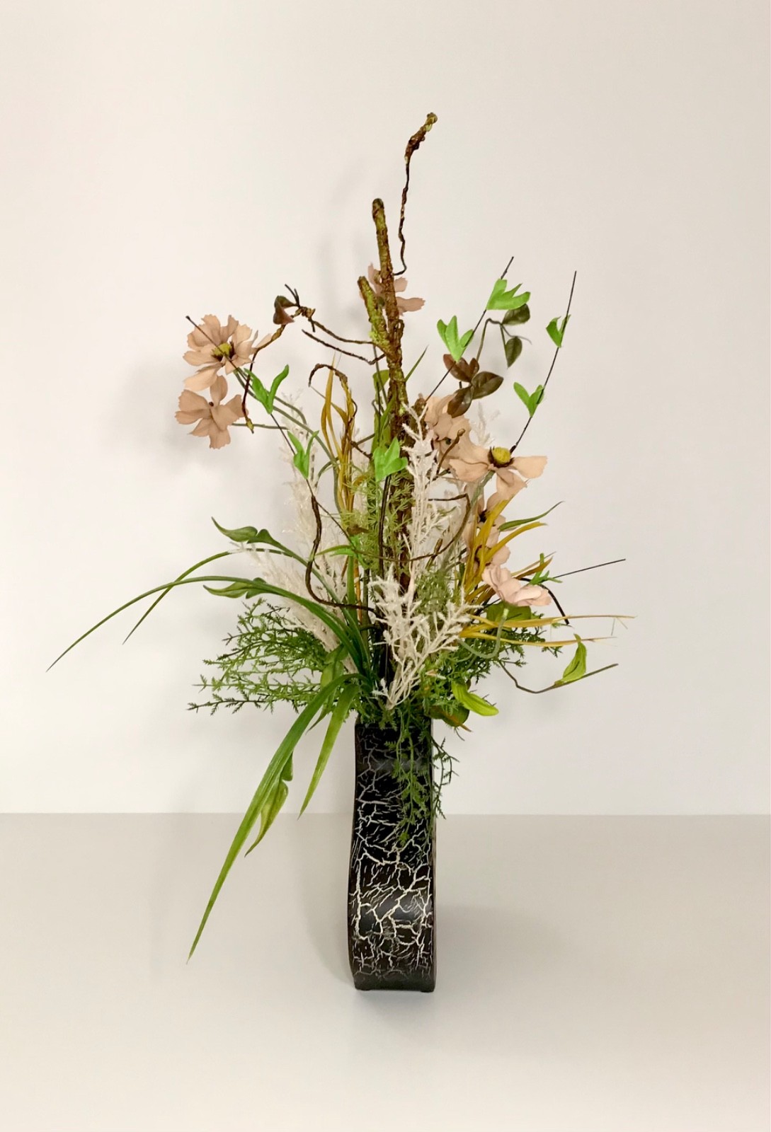 EVERYDAY WILDFLOWER FLORAL ARRANGEMENT MODERN OPEN VASE EARTH TONE CENTERPIECE