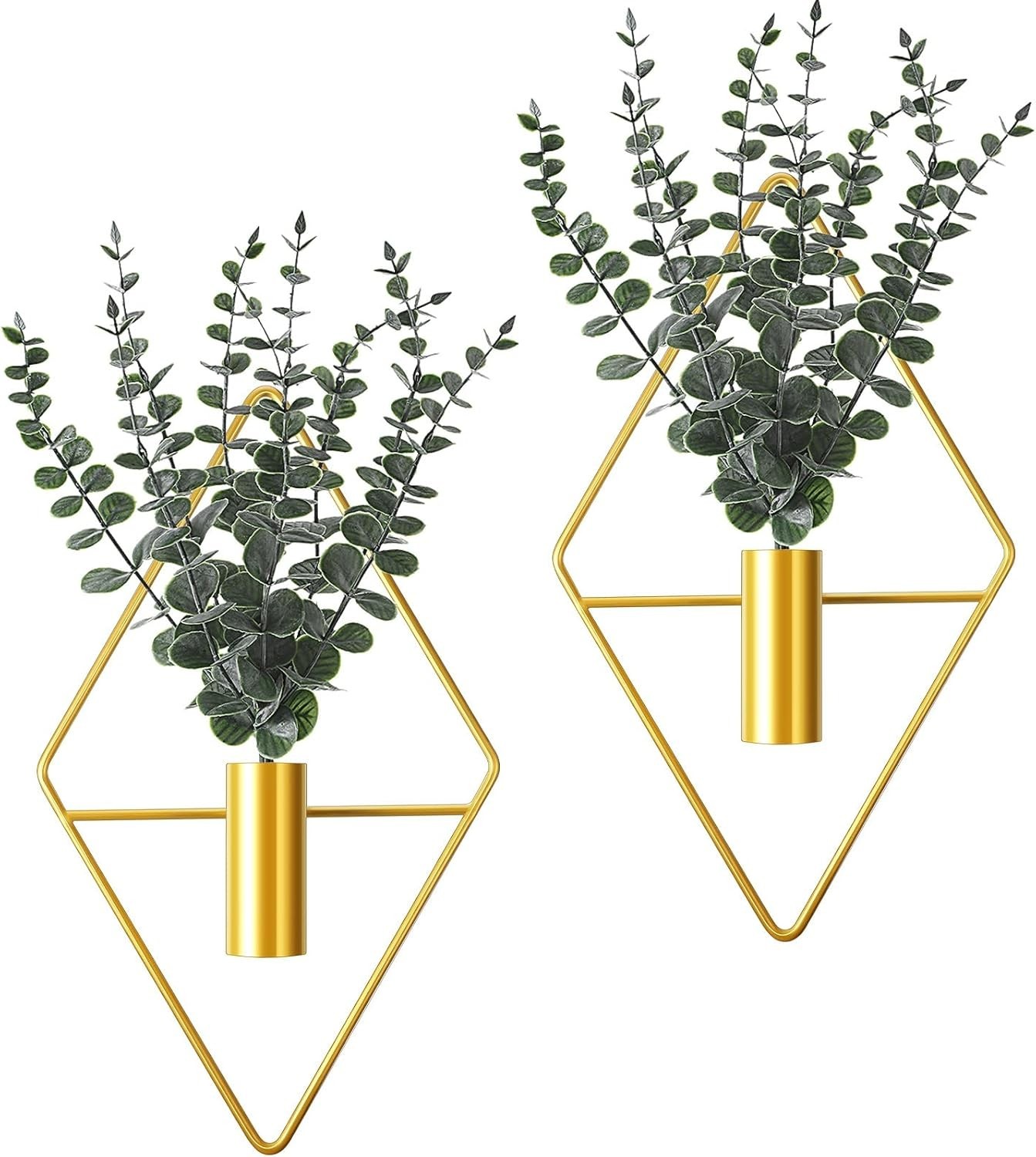 4 Pcs Hanging Planters with Artificial Eucalyptus Metal Hanging Vase Indoor P…
