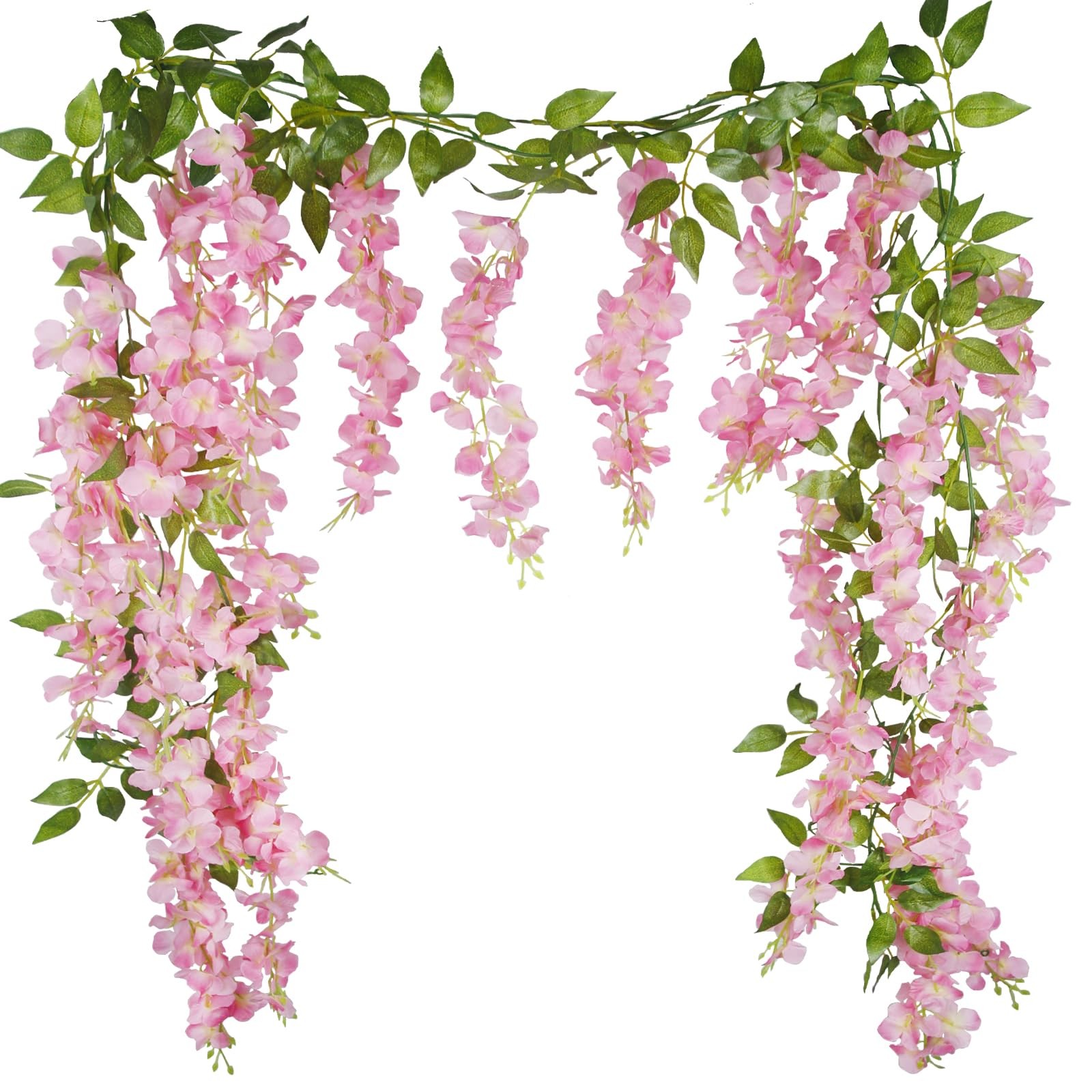 Wisteria Hanging Flowers Silk Artificial Pink 2 Pcs 6 Feet Wedding Arch Decor