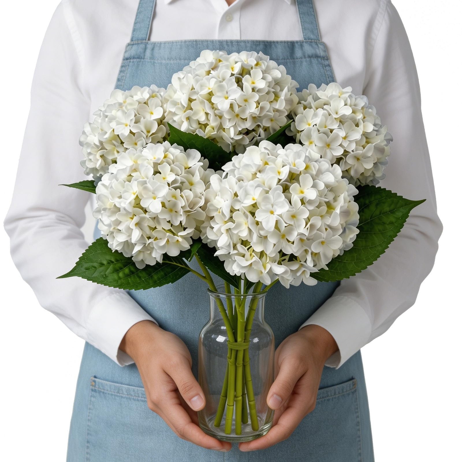 26’’ Real Touch White Silk Hydrangea Artificial Flowers, Large Lifelike Silk …